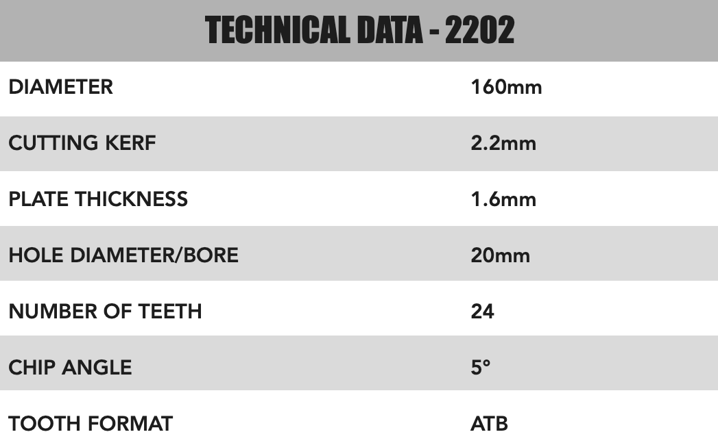 160mm x 20mm x 2.2mm 24 Tooth Track/Circular Saw Blade - 2202 - Image 3