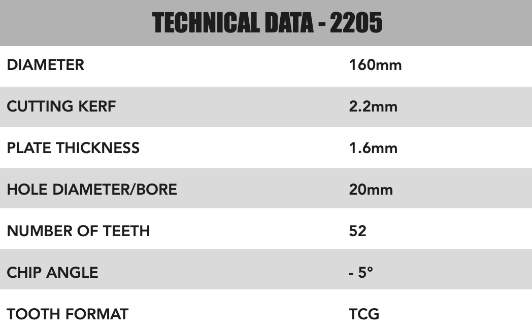160mm x 20mm x 2.2mm (Ali) 52T TCG Neg Rake Track Saw Blade - 2205 - Image 4