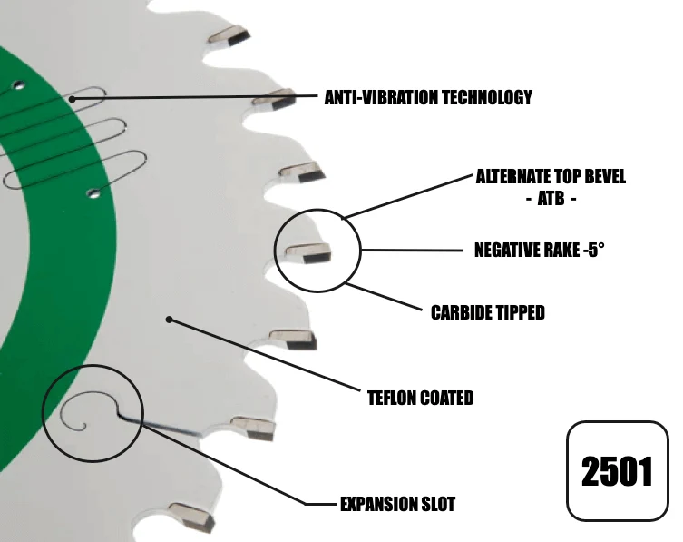 216mm x 30mm x 2.4mm 36T ATB (Neg Rake) Festool KS60 Circular Saw Blade - 2501 - Image 3