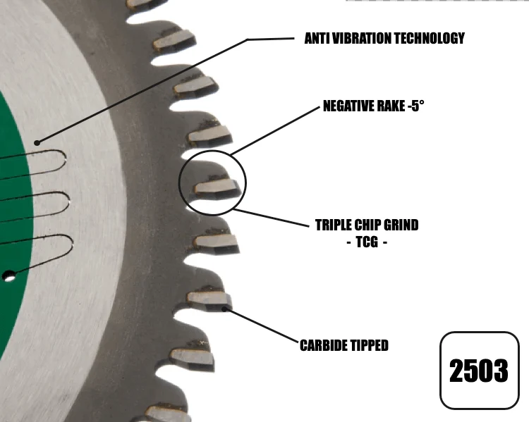 216mm x 30mm x 2.4mm 60T (TCG Neg Rake) Ali Blade - 2503 - Image 3