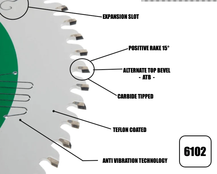 250mm x 30mm x 3.0mm 60 Tooth ATB Circular Saw Blade - 6102 - Image 3
