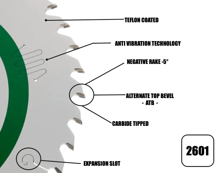 260mm x 30mm x 2.4mm 40 Tooth ATB (Neg Rake) Kapex KS120 Circular Saw Blade - 2601 - Image 3