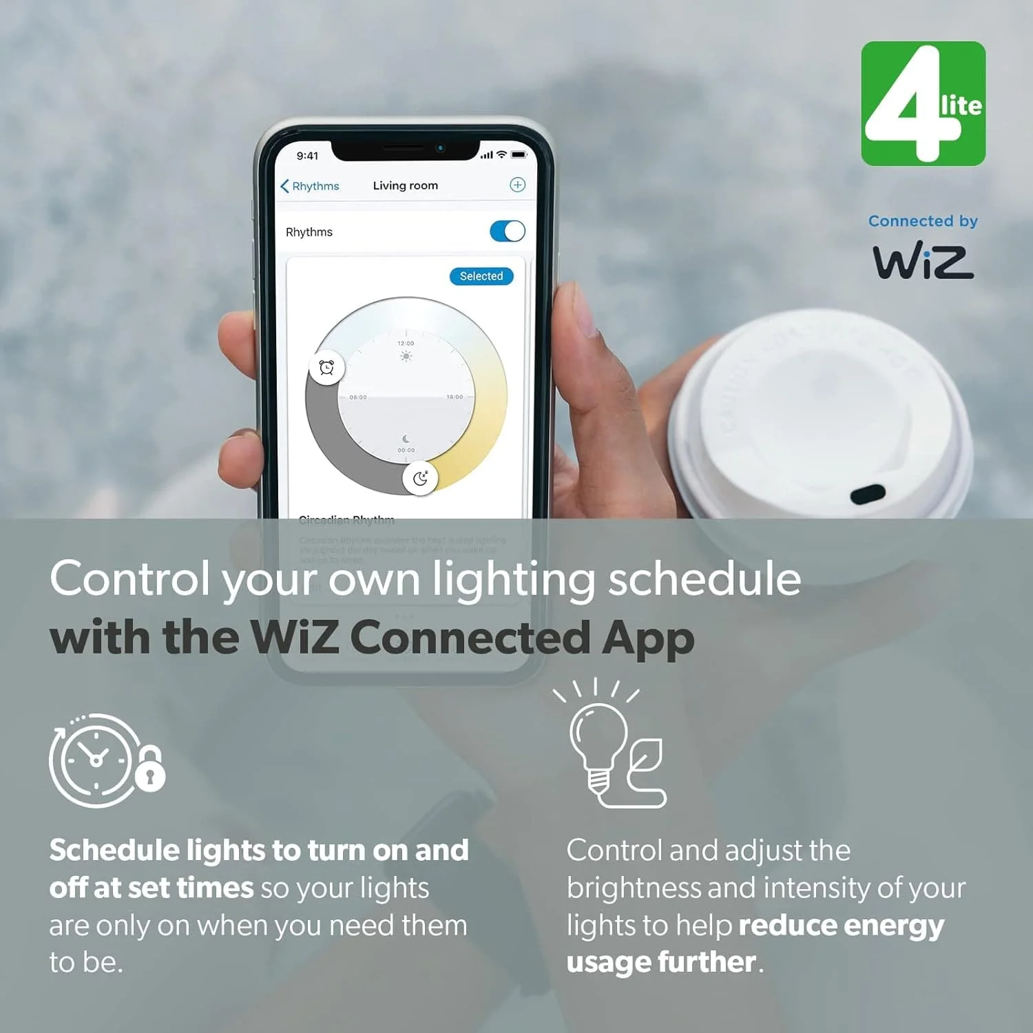 4lite WiZ Connected Dimmable White WiFi LED Smart Bulb - GU10 - Image 4