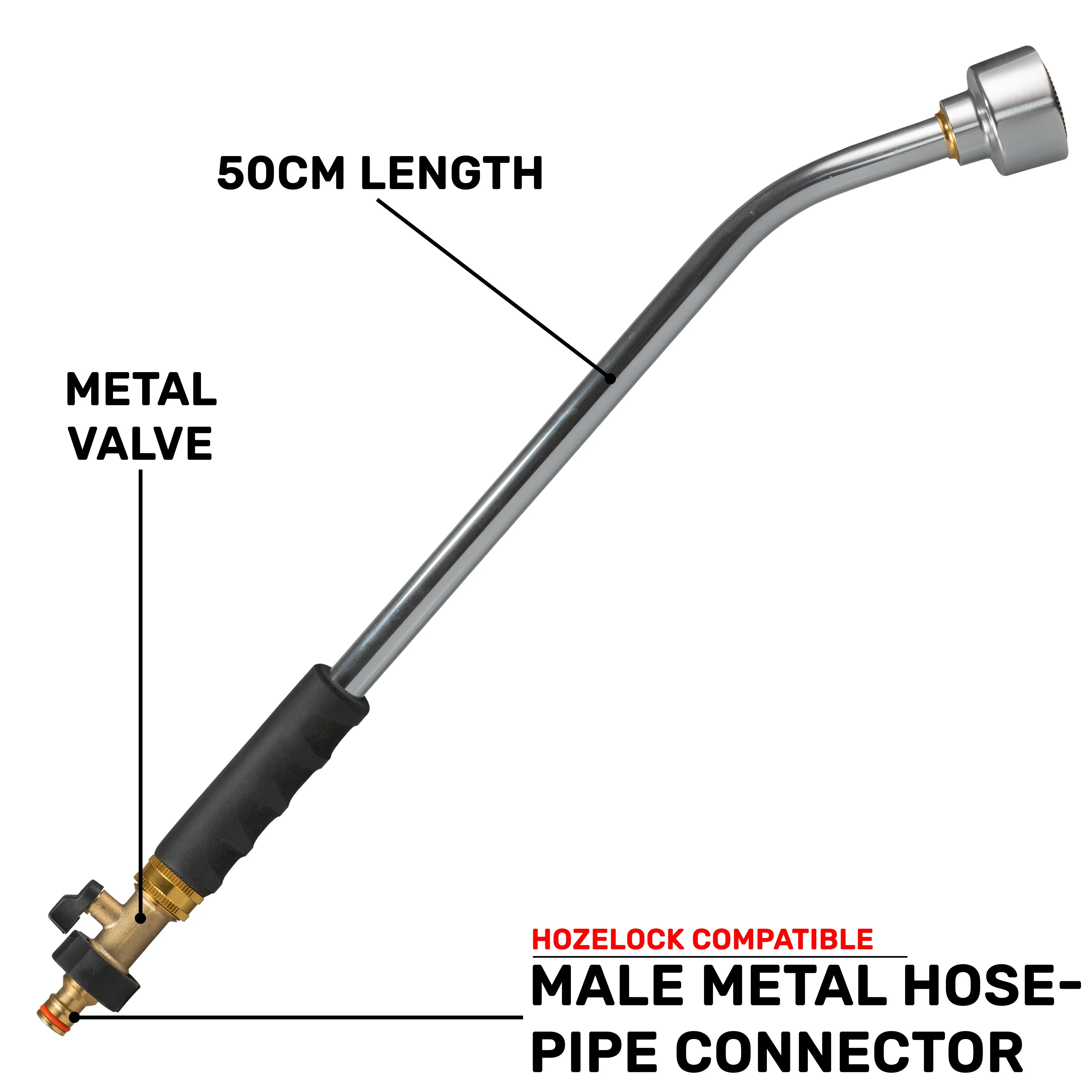 50cm Garden Watering Lance with Brass Valve and Quick Connect Male - Image 4