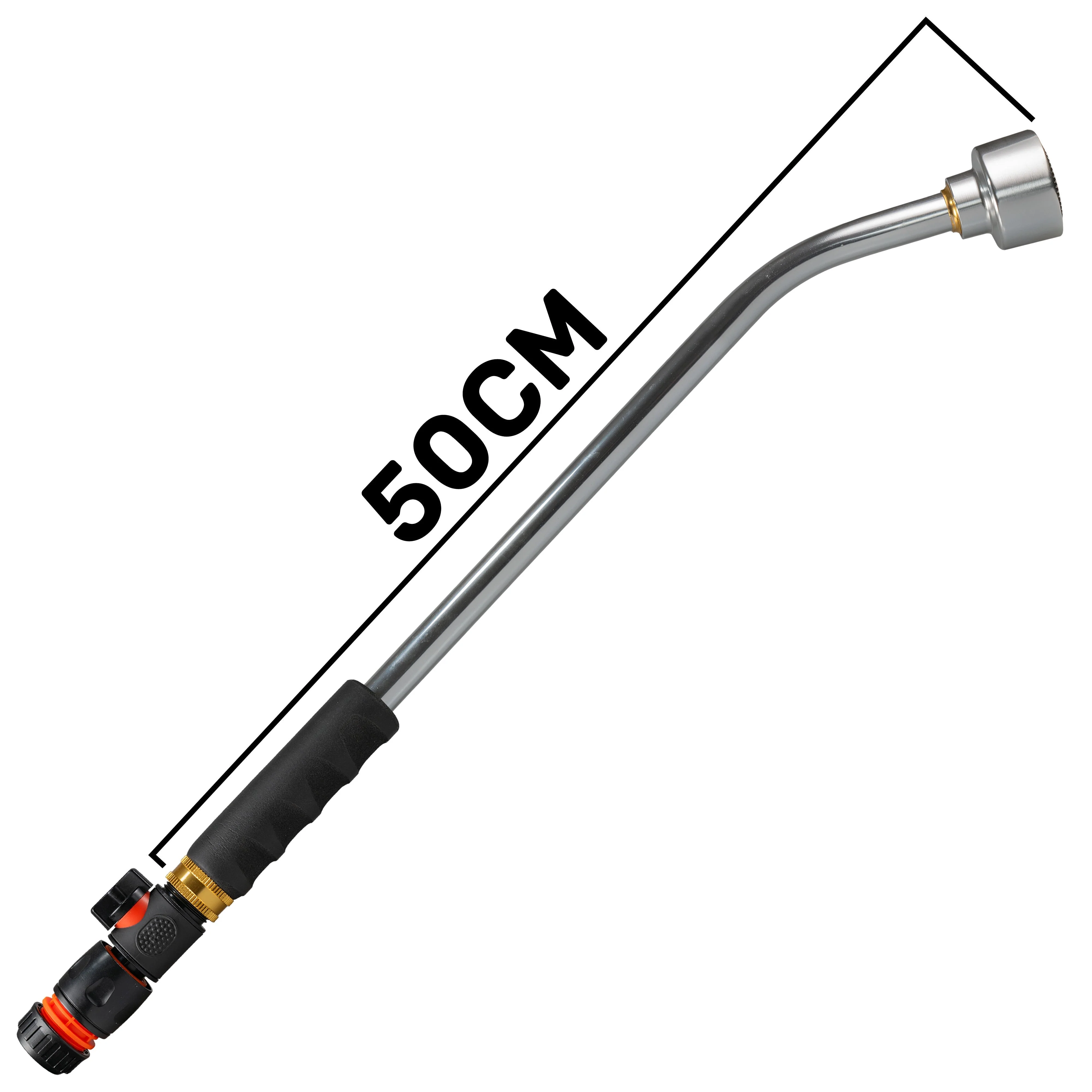 50cm Garden Watering Lance with Quick Connect Valve (Black) and Hose Connector - Image 2