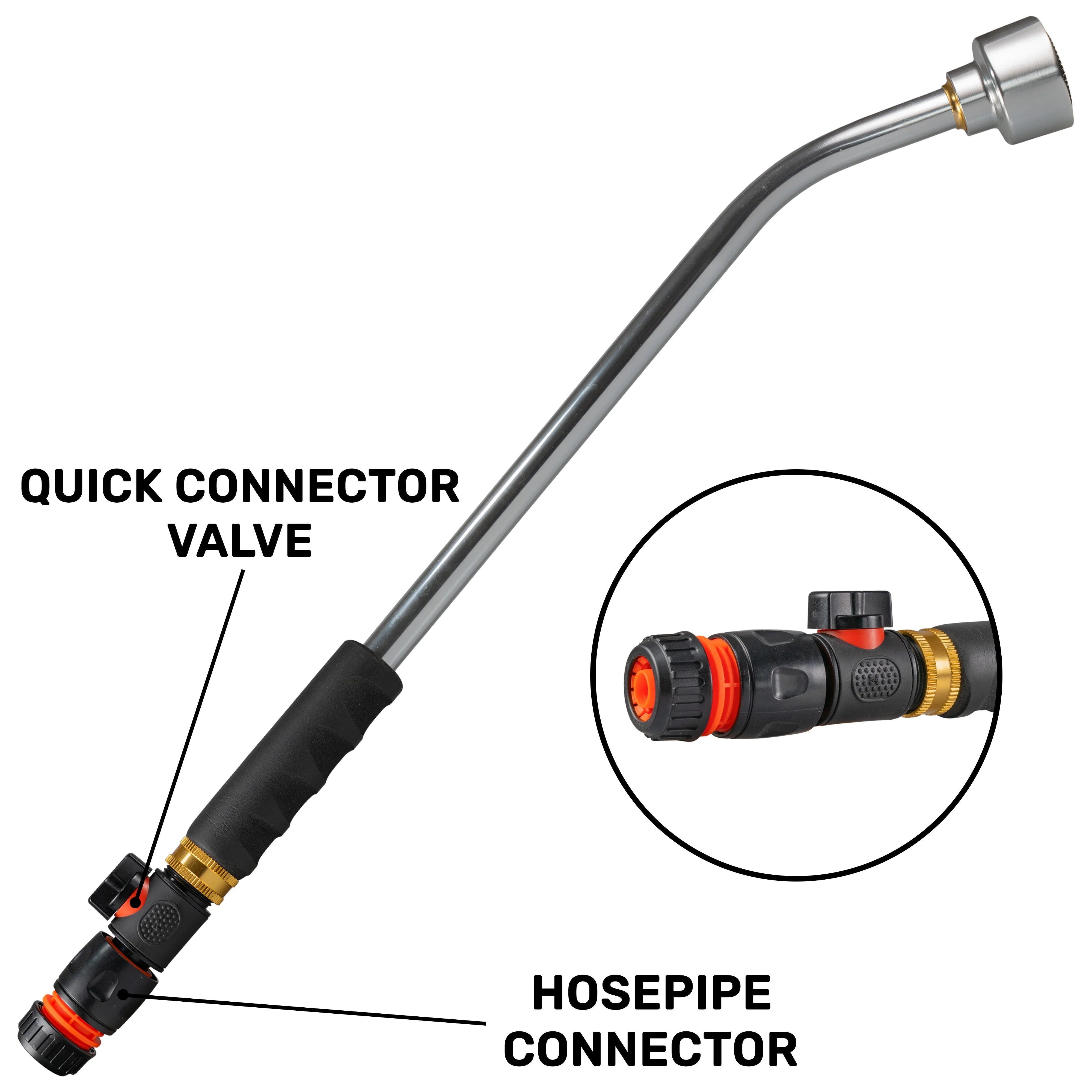 50cm Garden Watering Lance with Quick Connect Valve (Black) and Hose Connector - Image 9