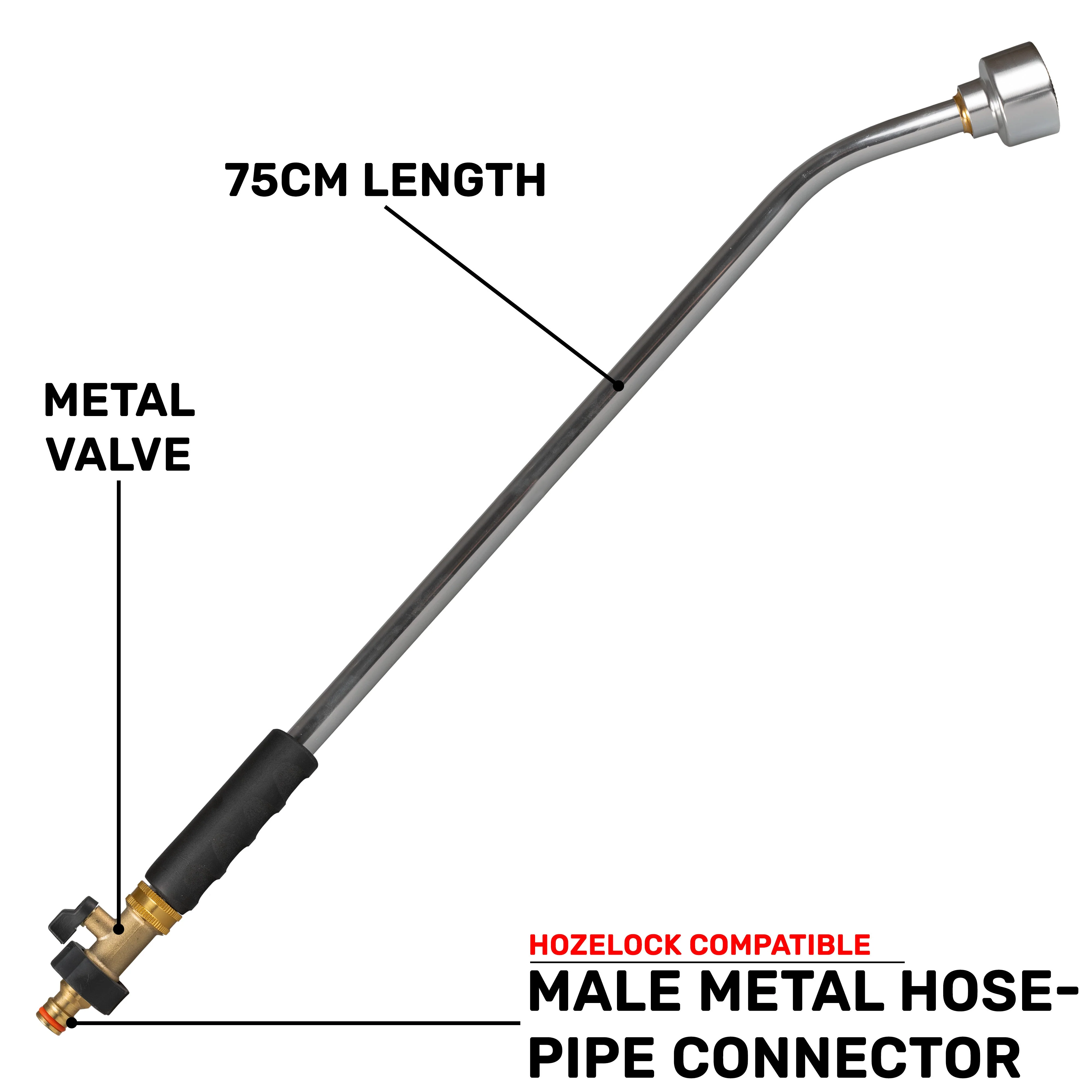 75cm Garden Watering Lance with Brass Valve and Quick Connect Male - Image 4