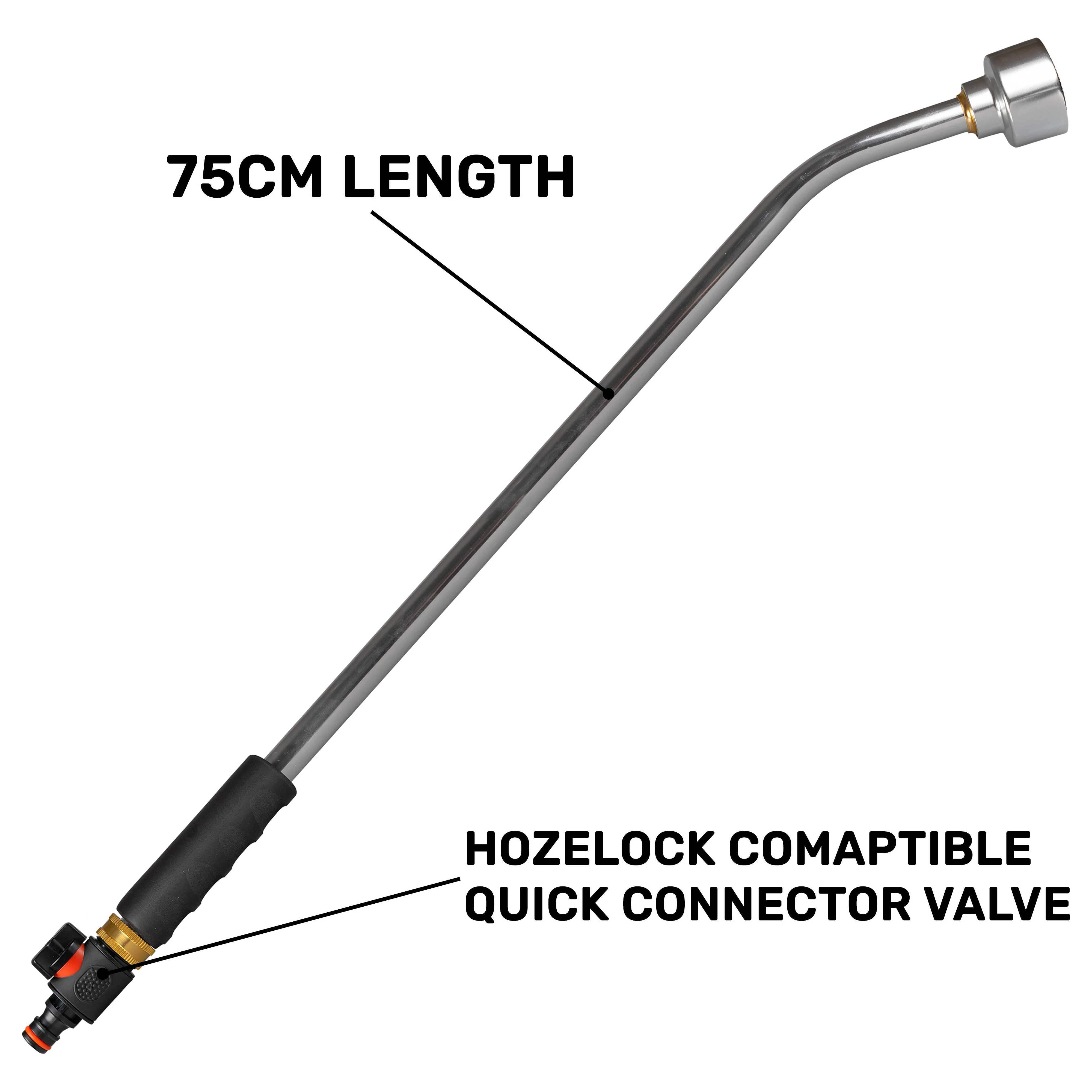 75cm Garden Watering Lance with Quick Connect Valve (Black) - Image 4