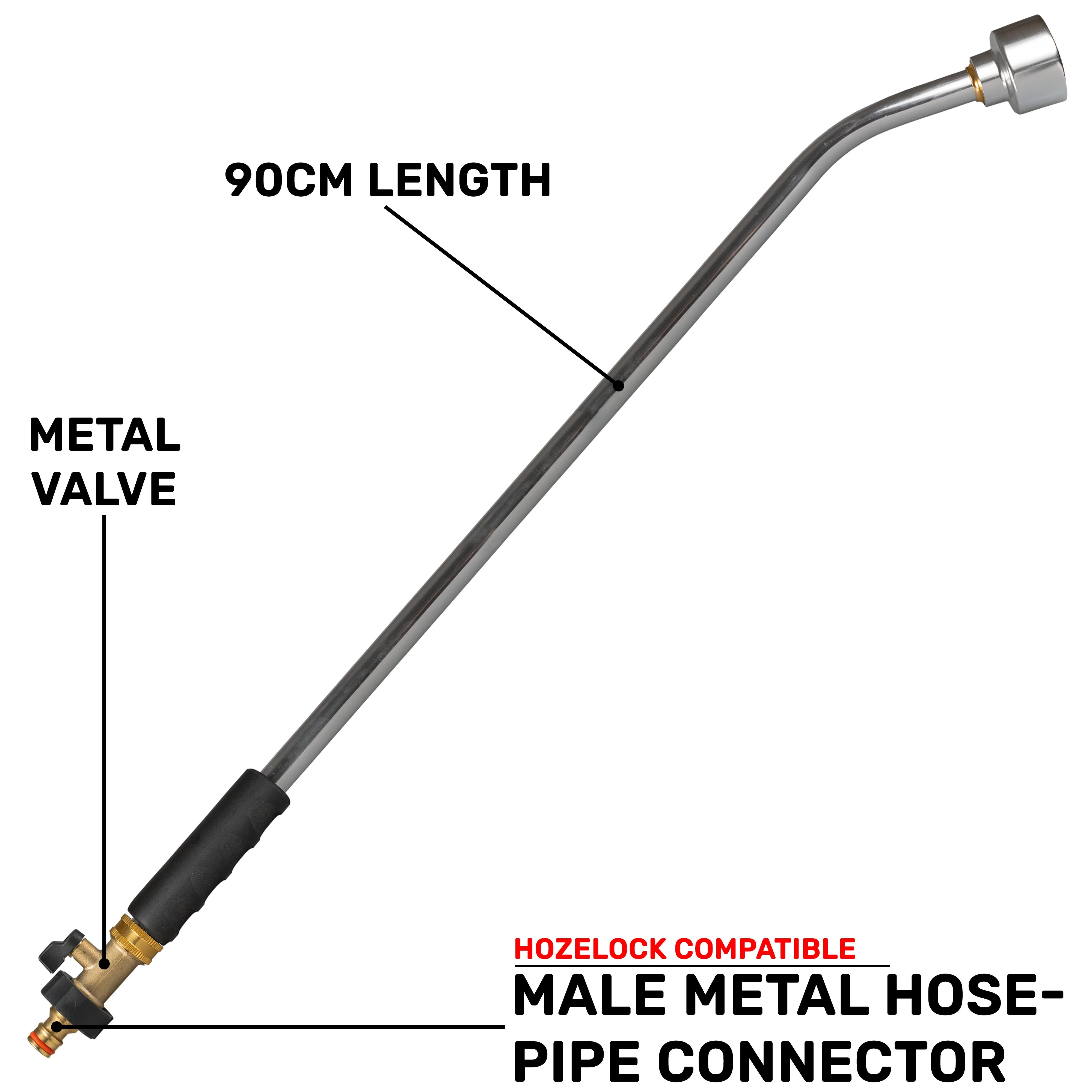90cm Garden Watering Lance with Brass Valve and Quick Connect Male - Image 4
