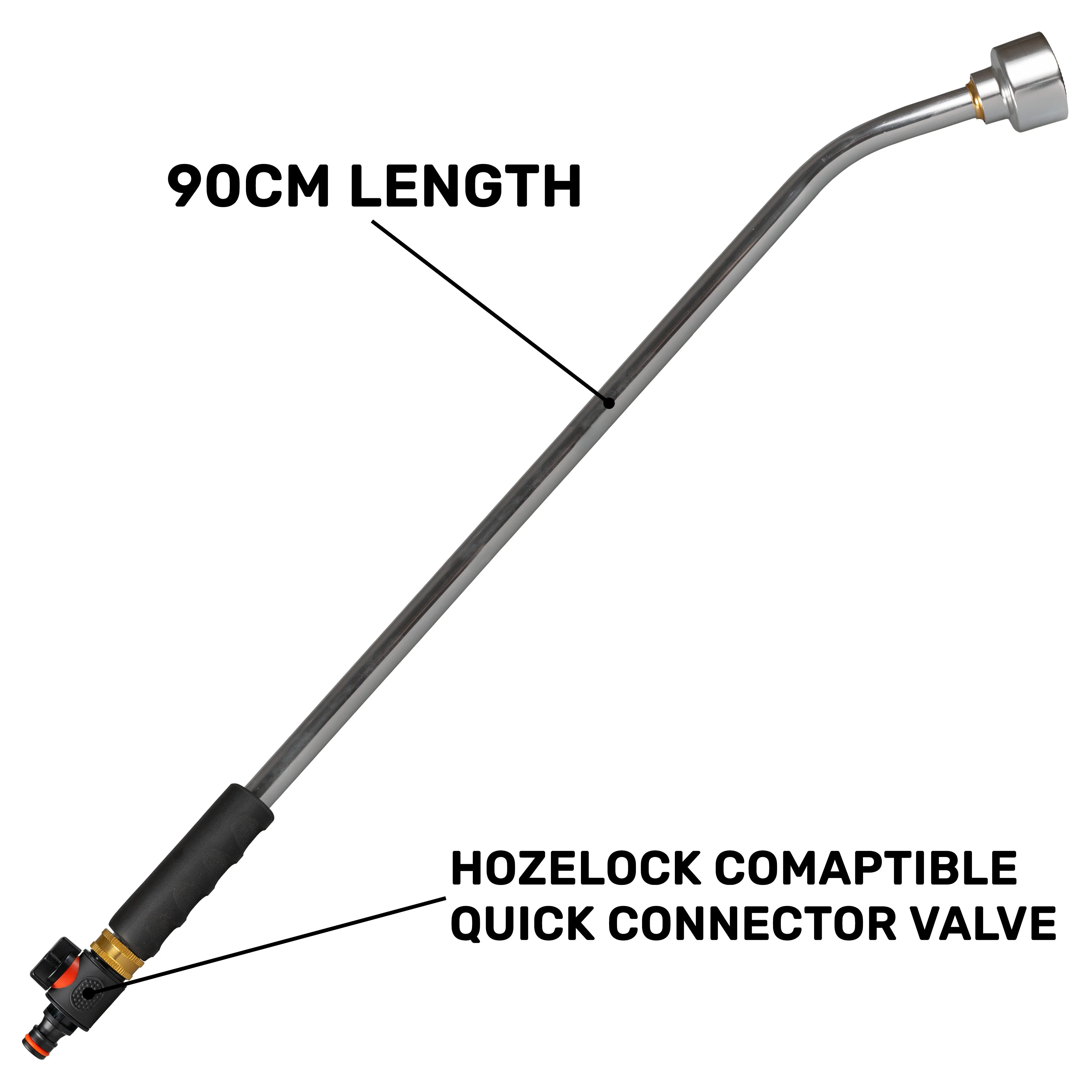 90cm Garden Watering Lance with Quick Connect Valve (Black) - Image 4