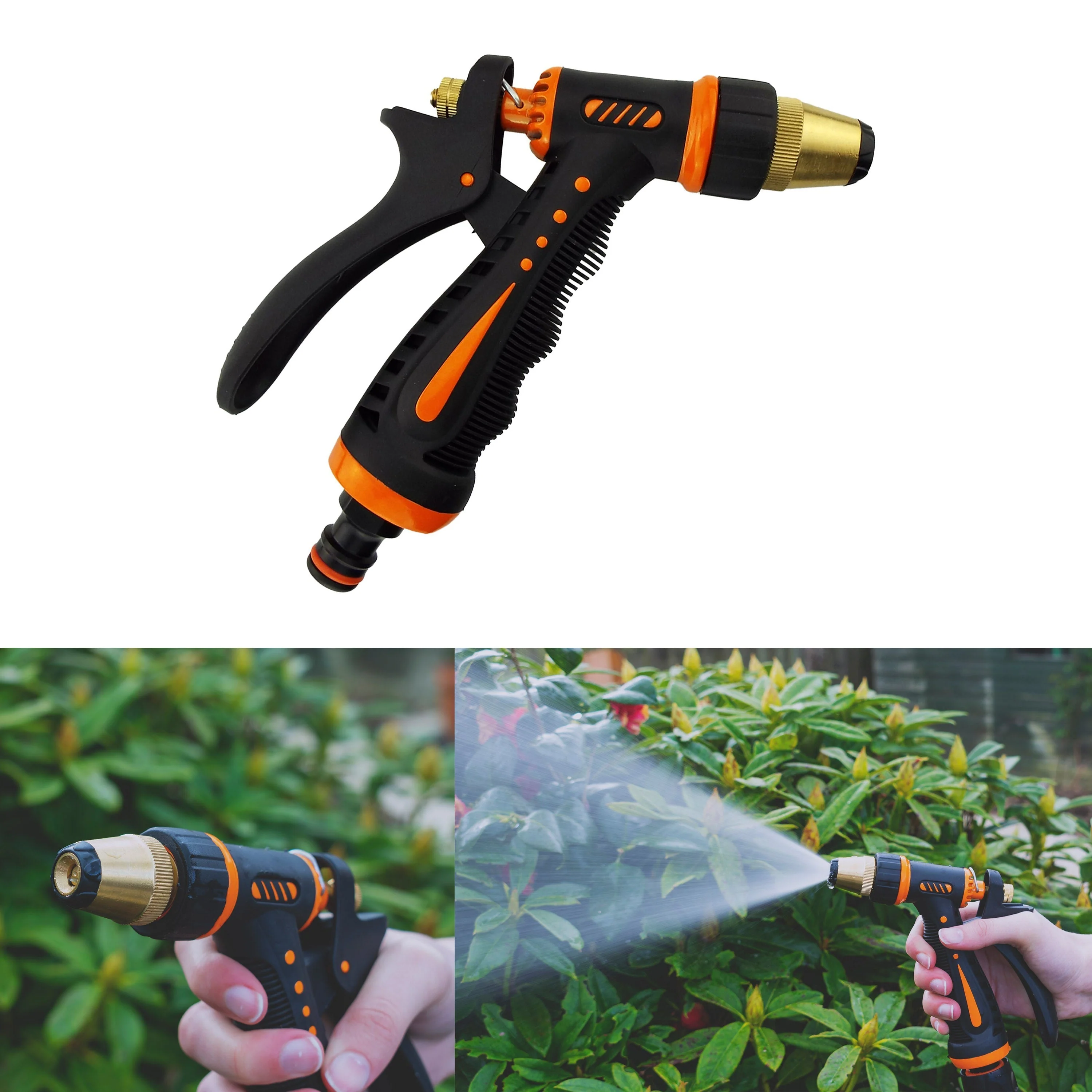 Adjustable Garden Hose Sprayer (Black/Orange Zebra) - Image 5