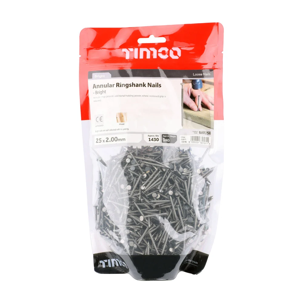 Annular Ringshank Nails – Bright Finish – 1kg Bags - Image 3