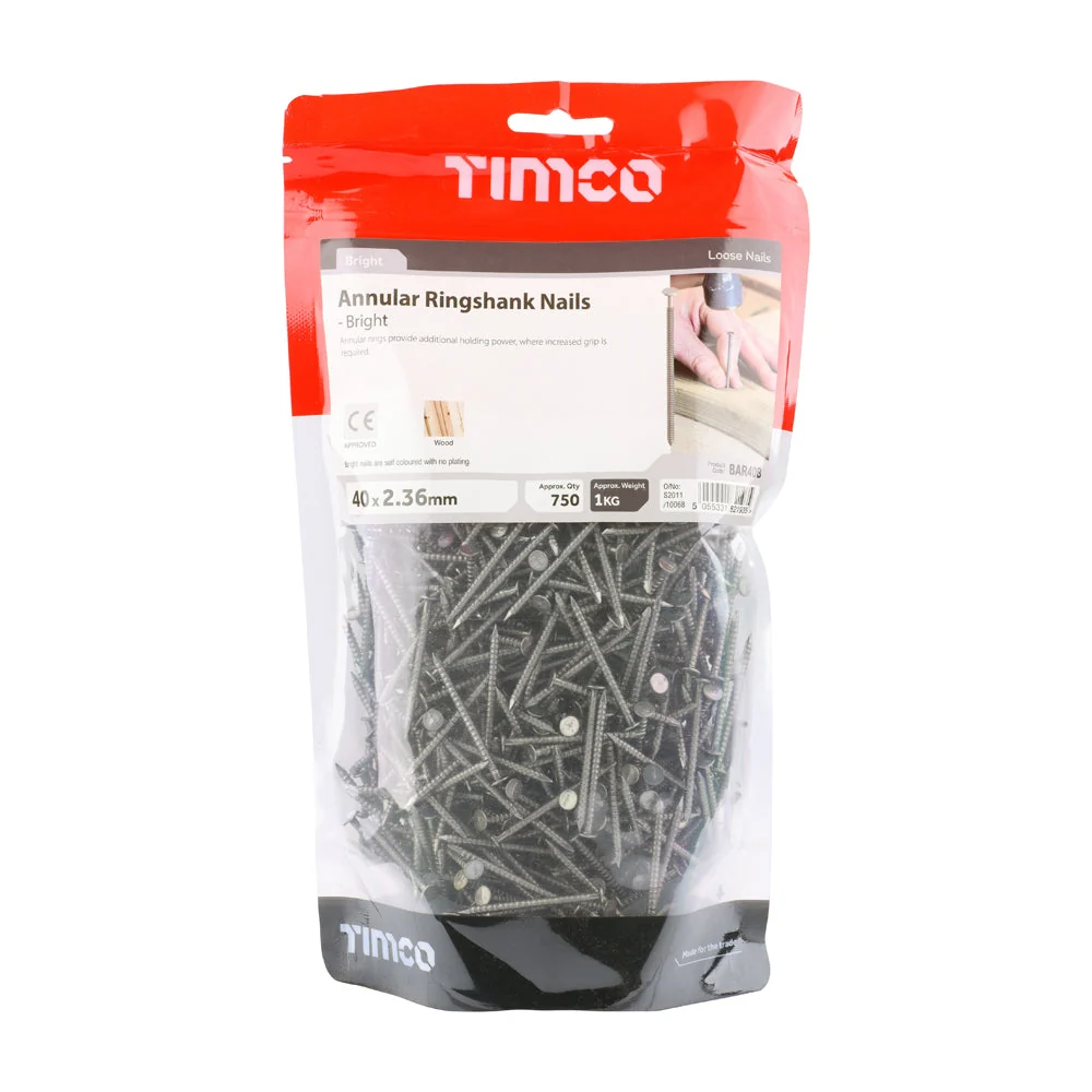 Annular Ringshank Nails – Bright Finish – 1kg Bags - Image 5