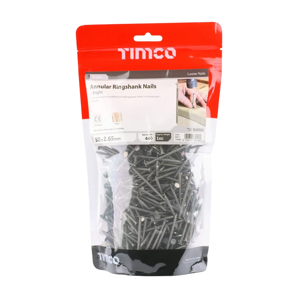 Annular Ringshank Nails – Bright Finish – 1kg Bags - Image 6