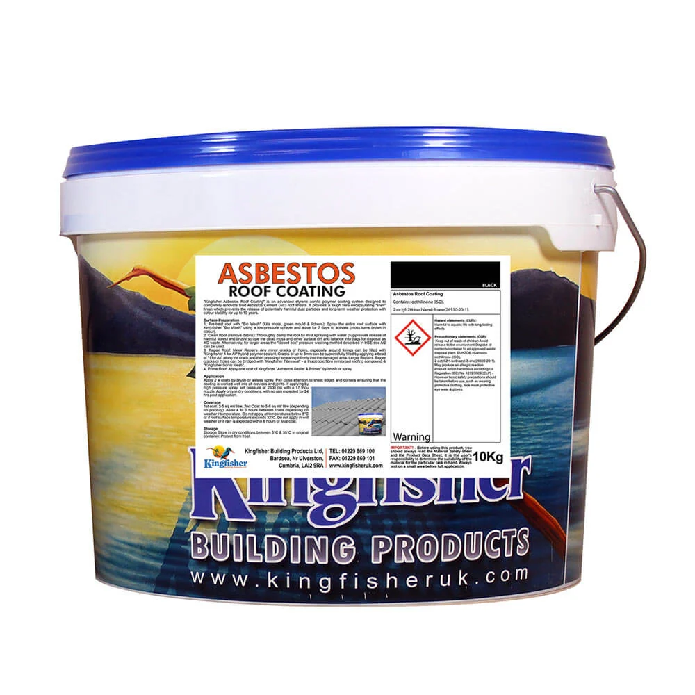 Kingfisher Asbestos Roof Coating – 10 kg (Black, Dove Grey, Stoker Grey)