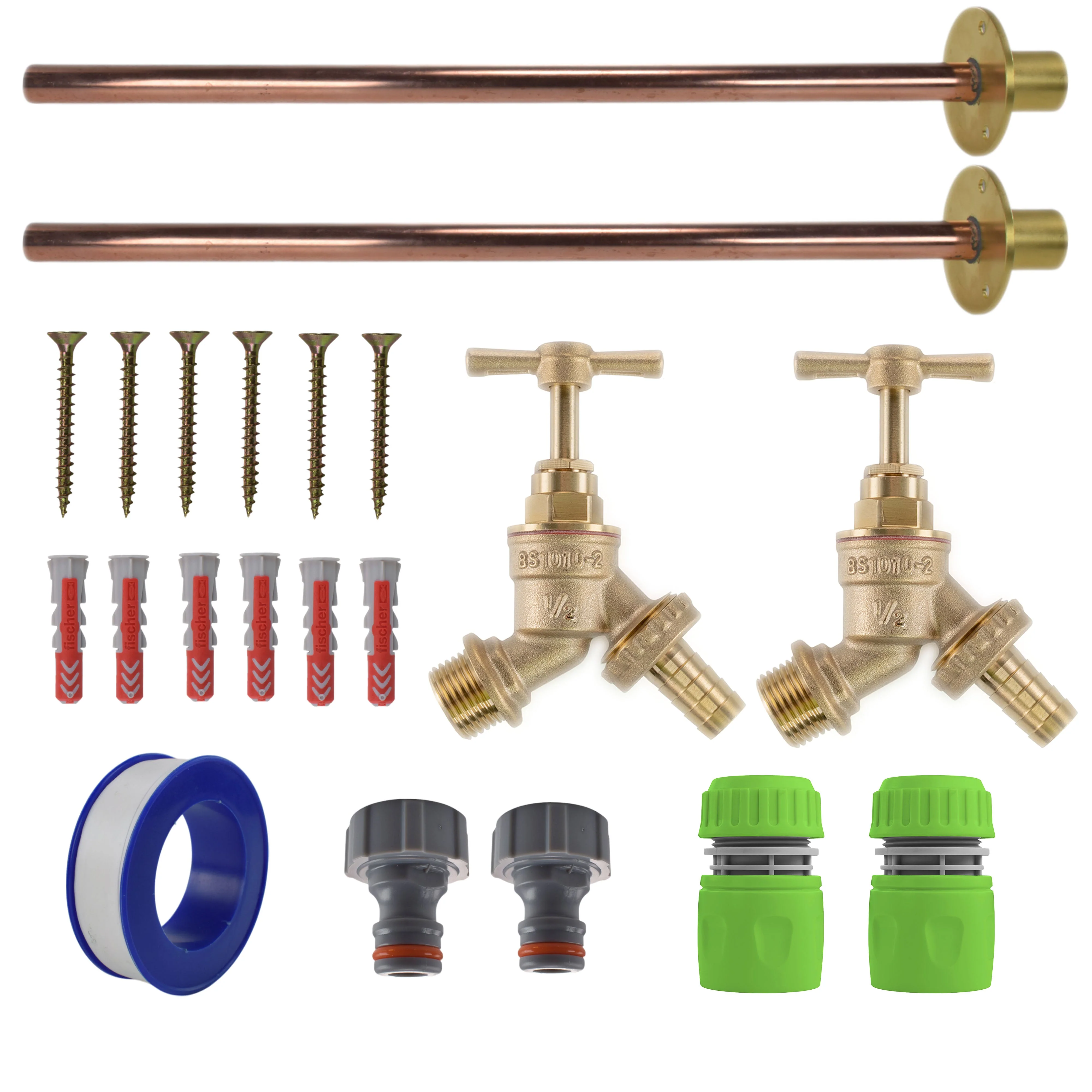 Brass Barbed Bib Tap BASIC Connection Kit x2 - Image 10