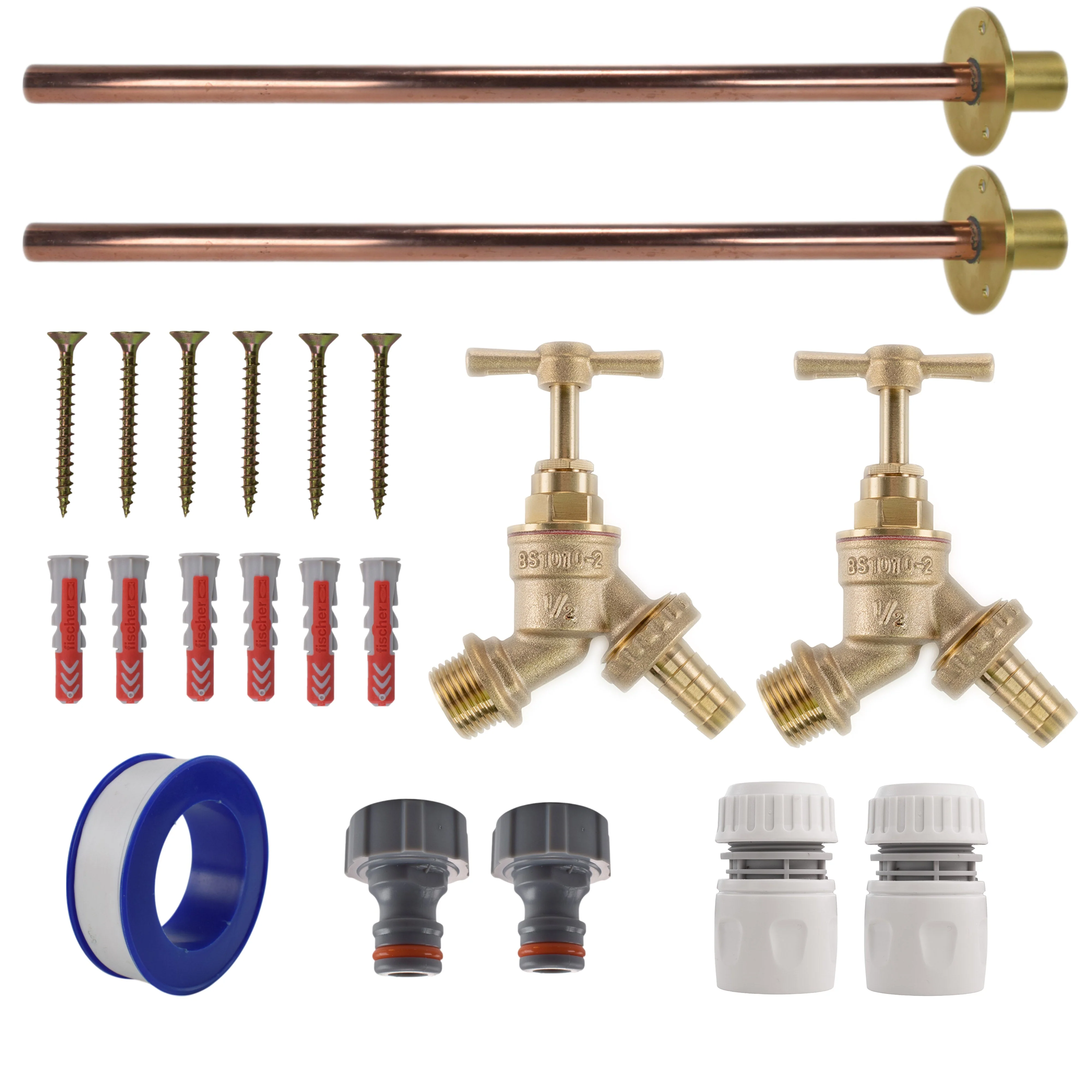 Brass Barbed Bib Tap BASIC Connection Kit x2 - Image 11