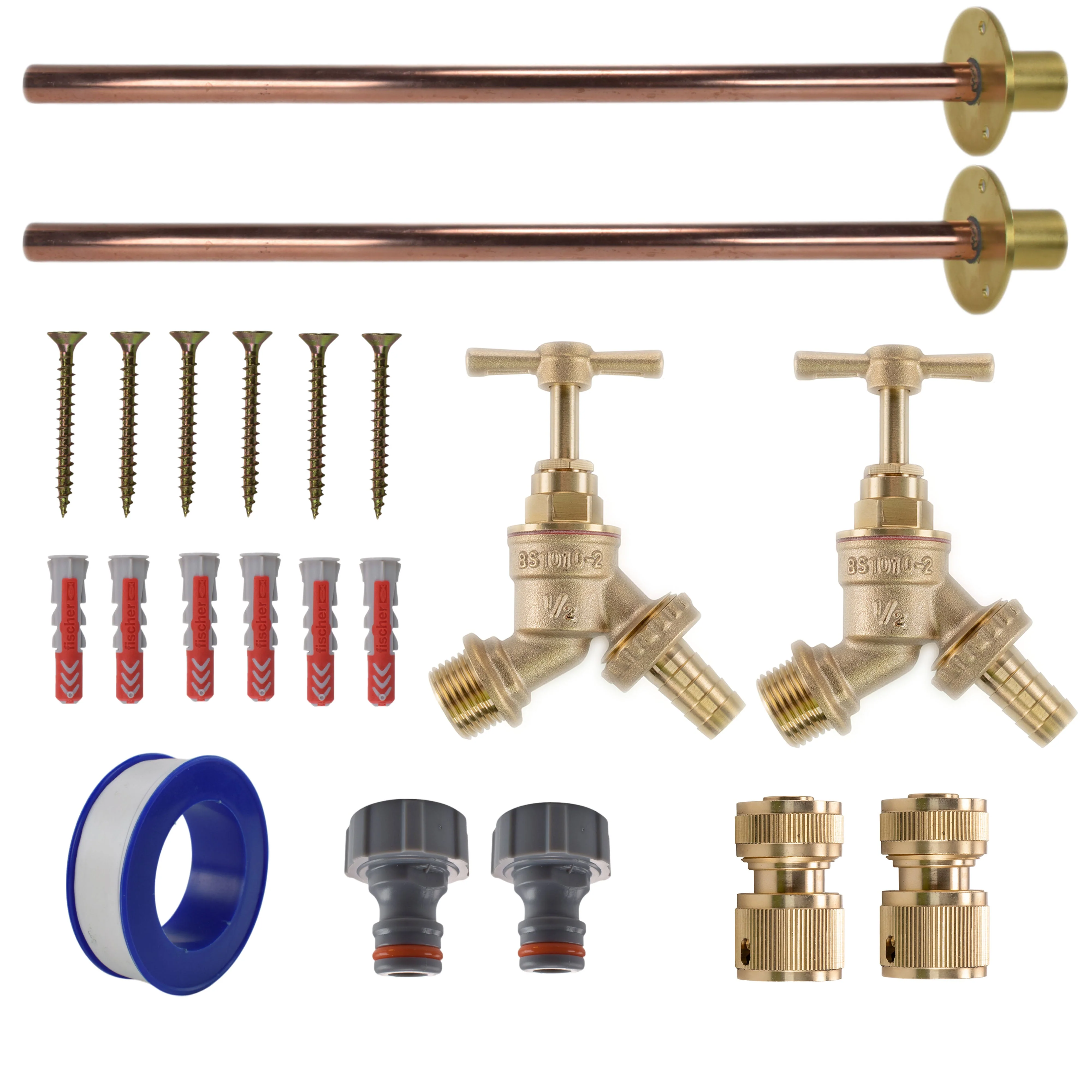 Brass Barbed Bib Tap BASIC Connection Kit x2 - Image 12