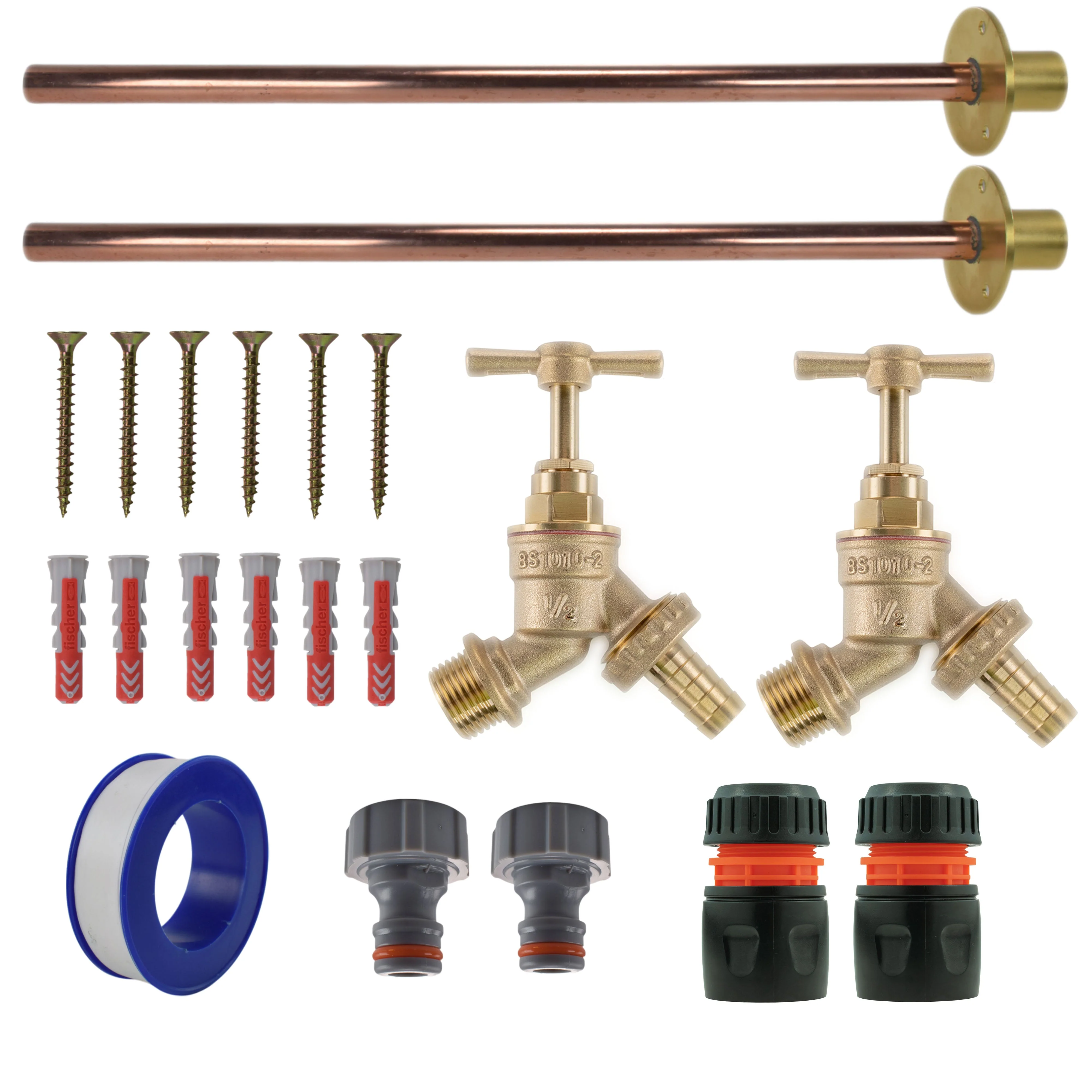 Brass Barbed Bib Tap BASIC Connection Kit x2 - Image 14