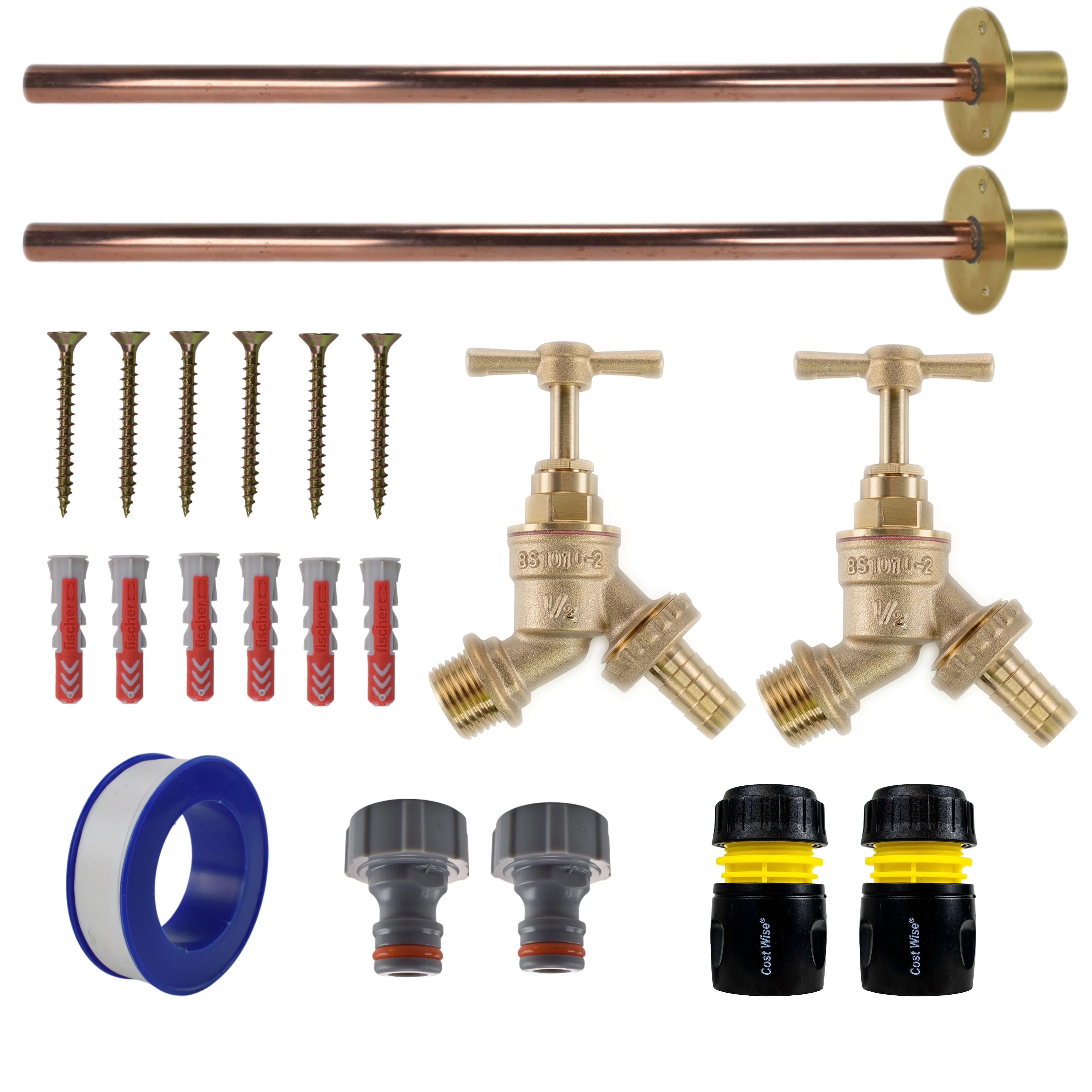 Brass Barbed Bib Tap BASIC Connection Kit x2 - Image 15