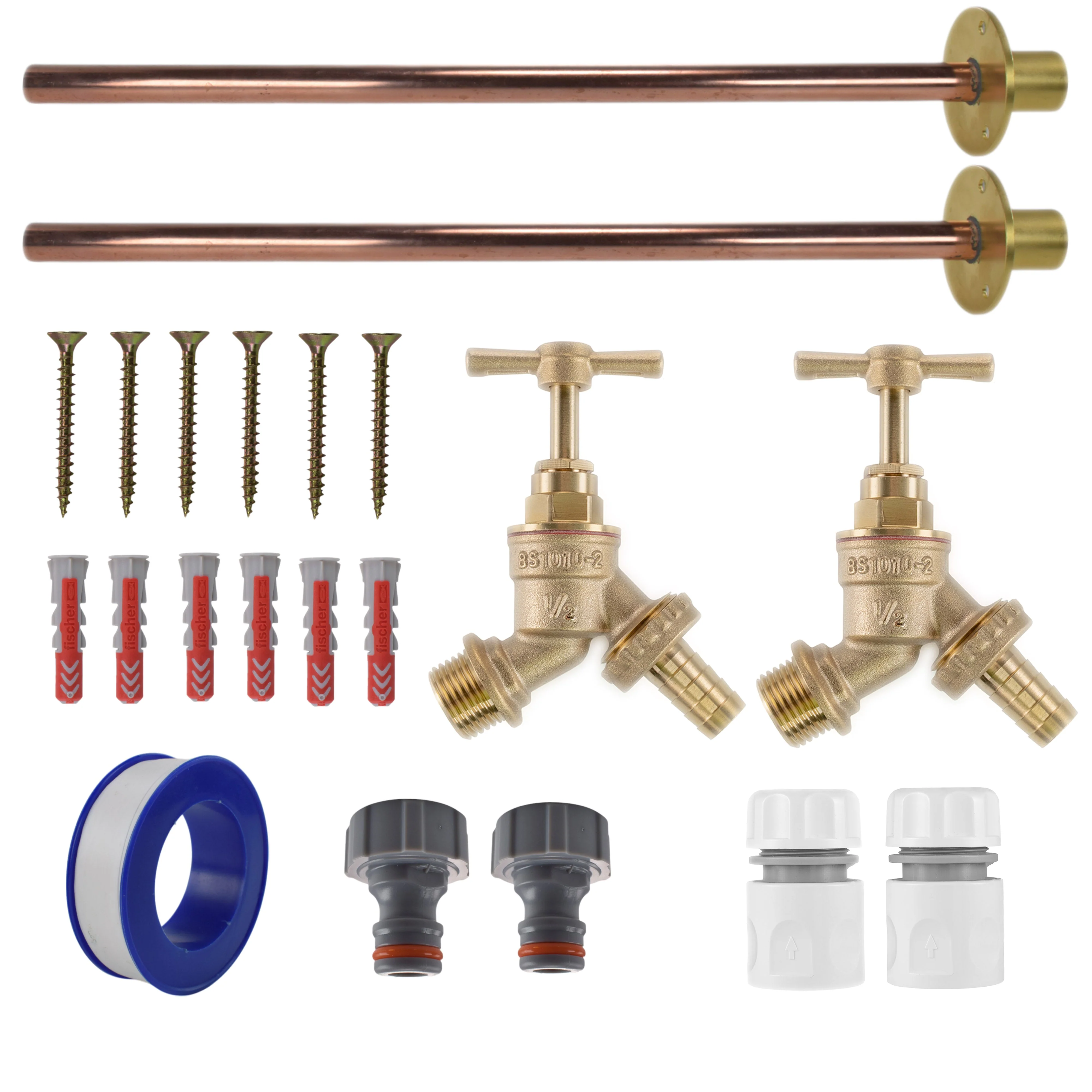 Brass Barbed Bib Tap BASIC Connection Kit x2 - Image 8