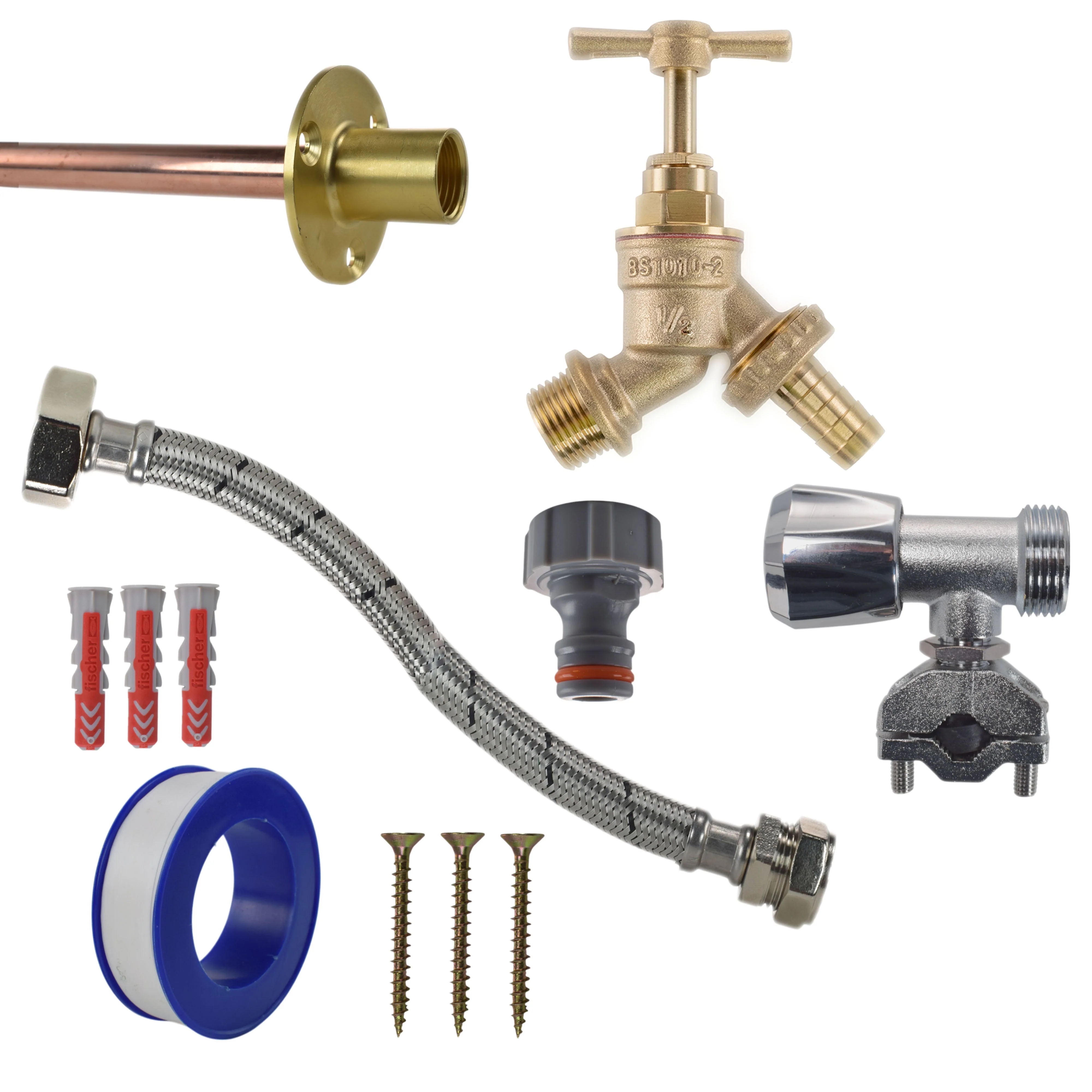 Brass Barbed Bib Tap FULL Connection Kit - Image 18