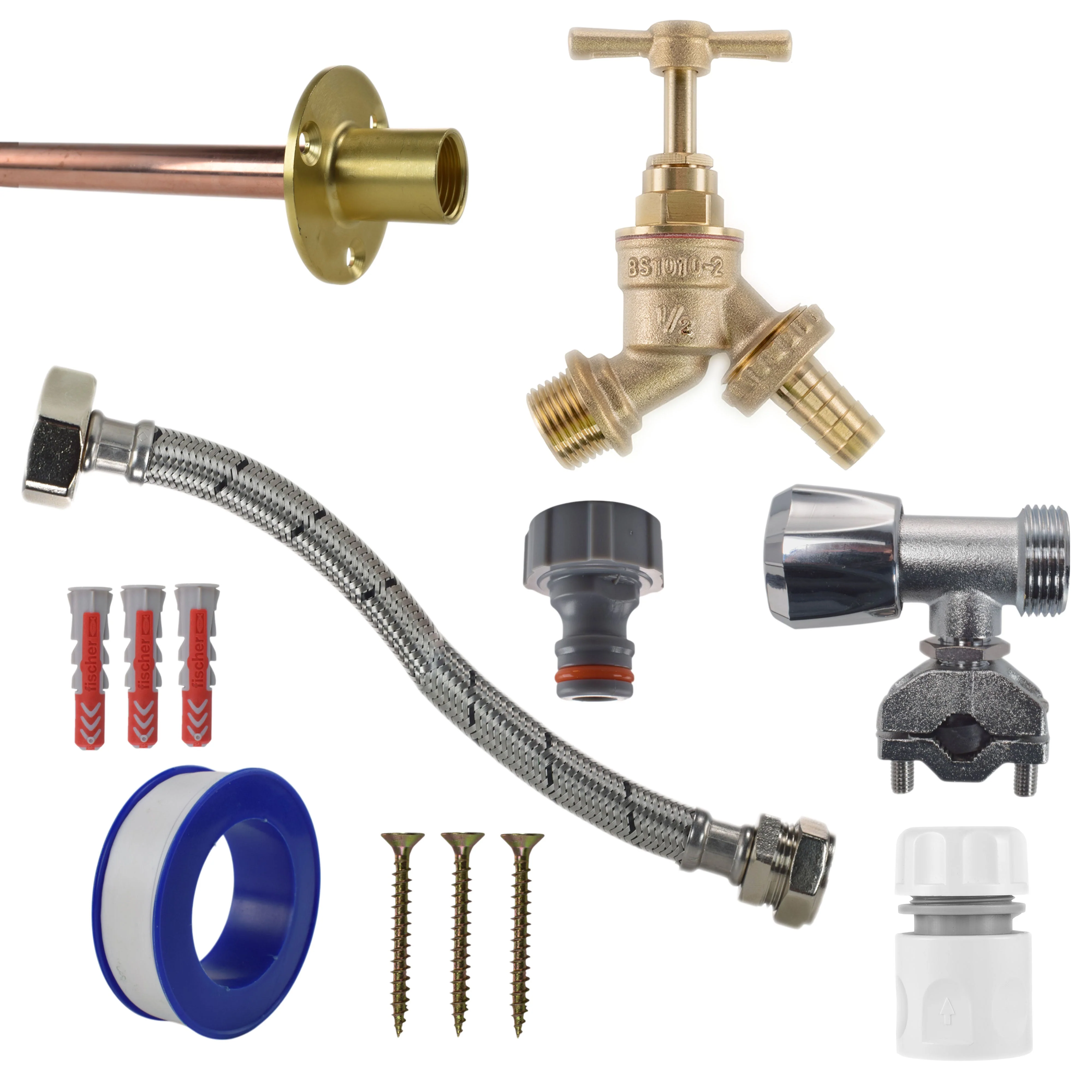 Brass Barbed Bib Tap FULL Connection Kit - Image 19