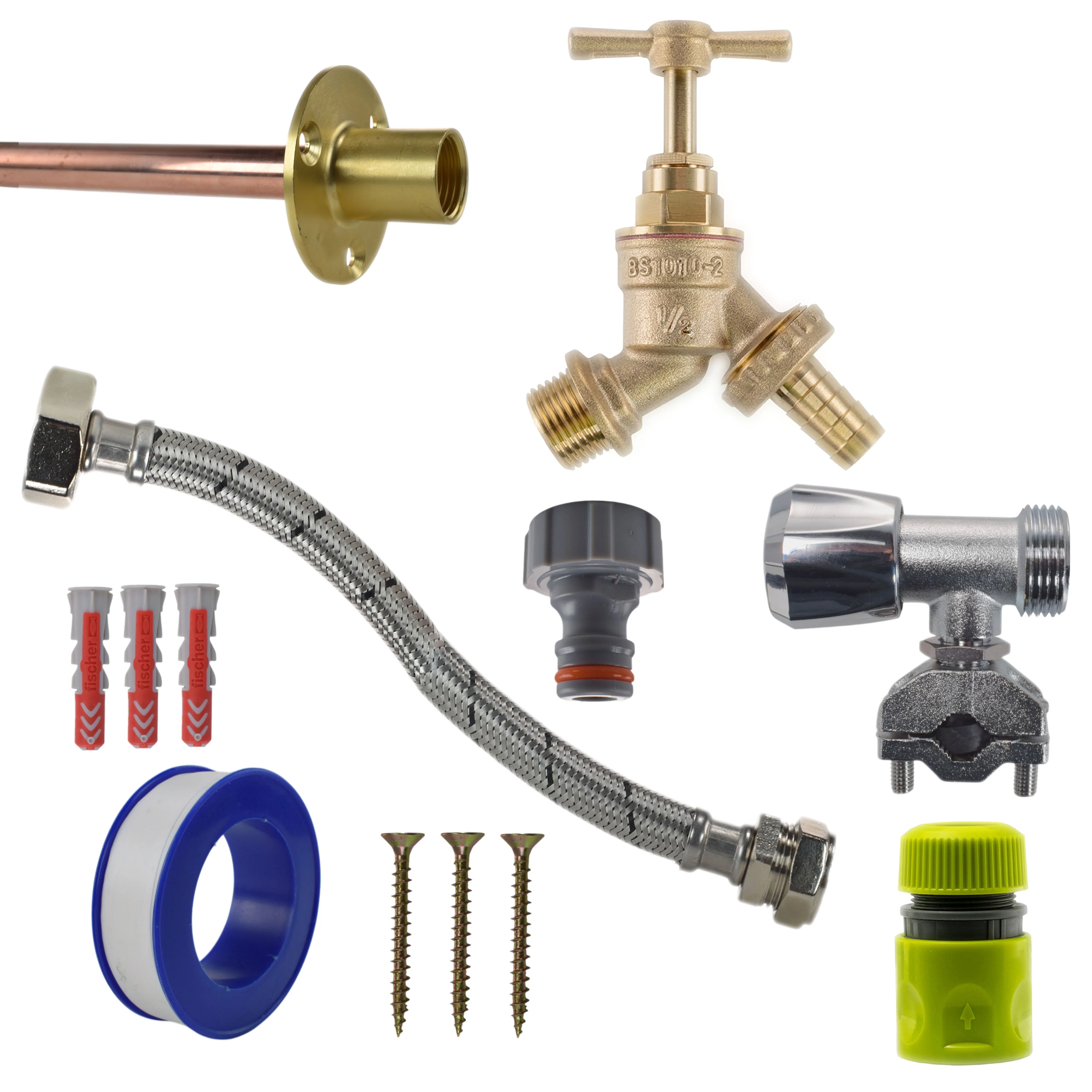 Brass Barbed Bib Tap FULL Connection Kit - Image 20