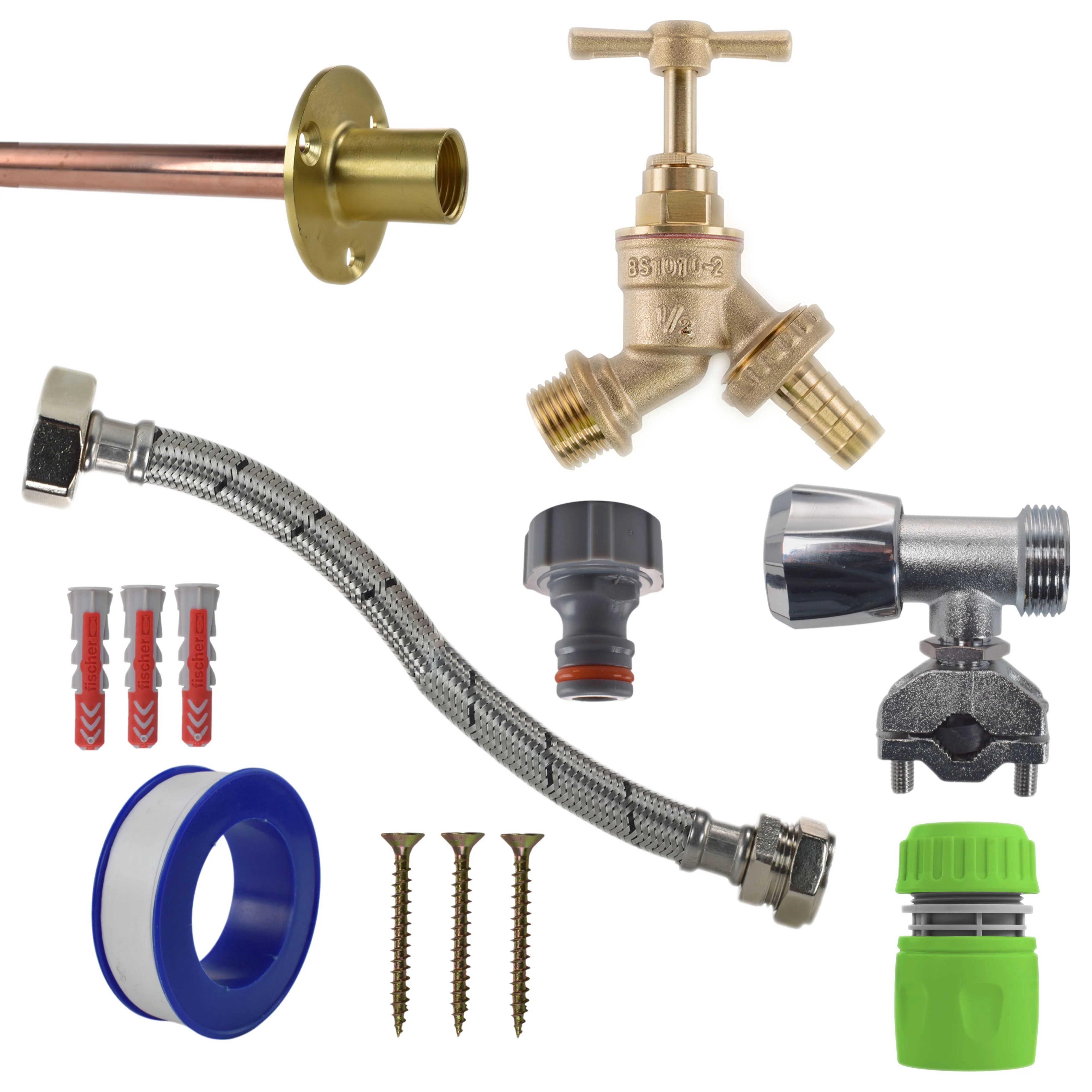 Brass Barbed Bib Tap FULL Connection Kit - Image 21