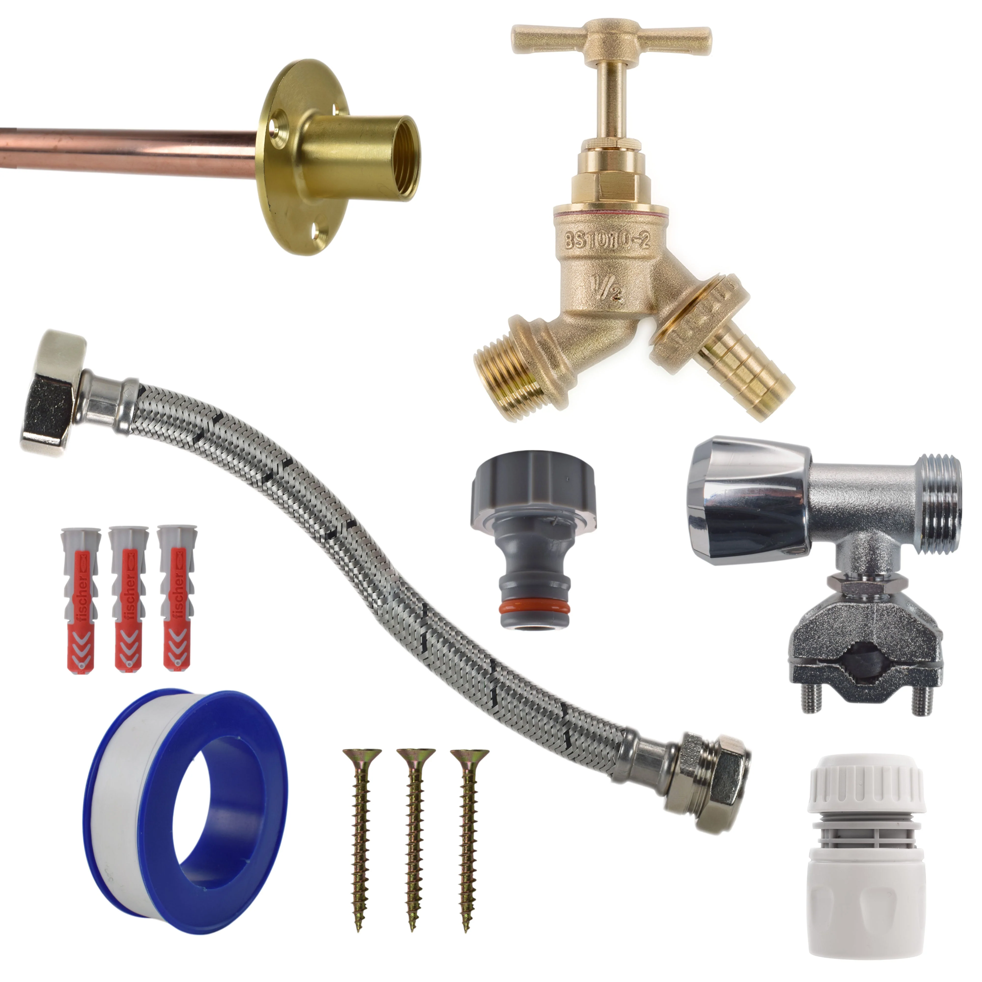 Brass Barbed Bib Tap FULL Connection Kit - Image 22