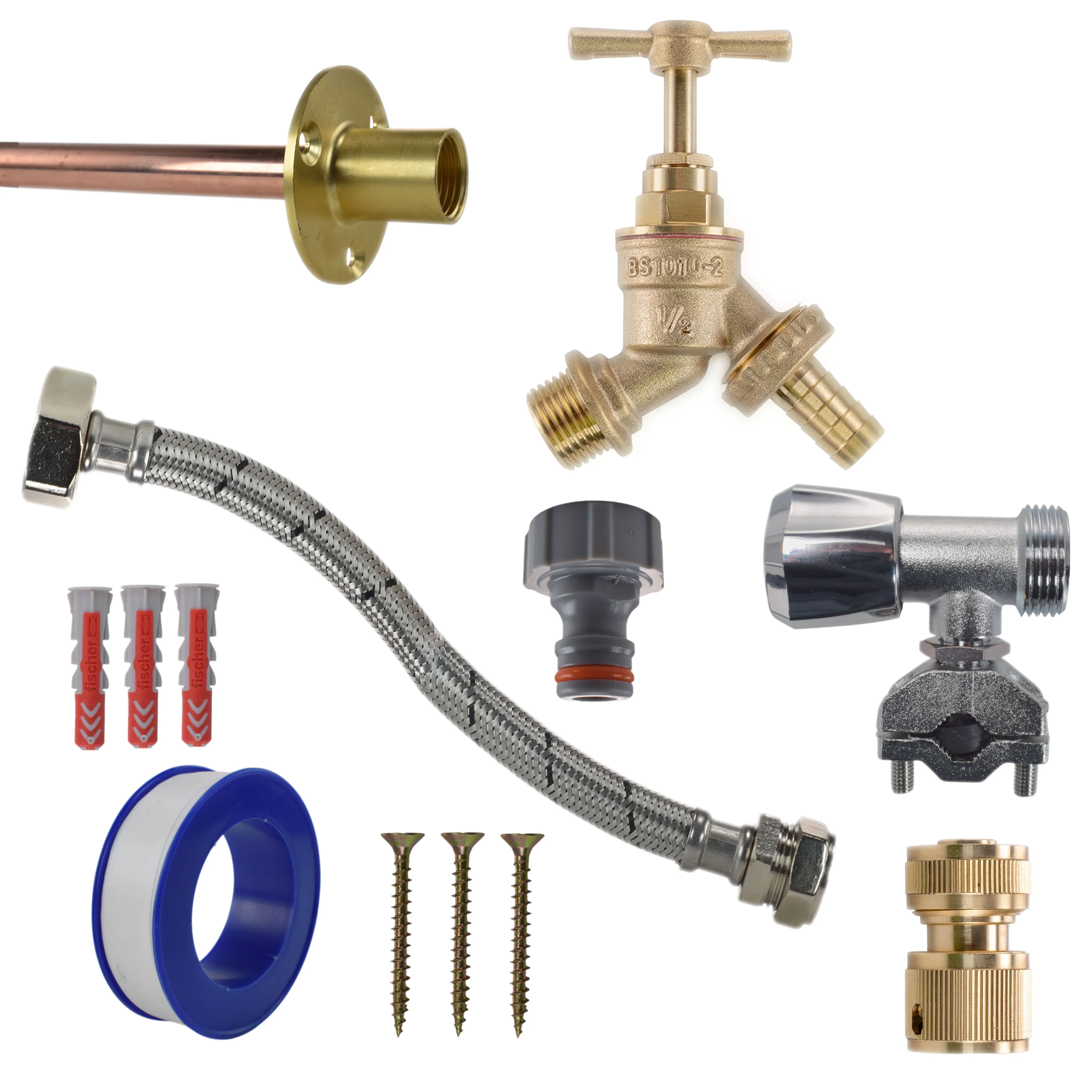 Brass Barbed Bib Tap FULL Connection Kit - Image 23