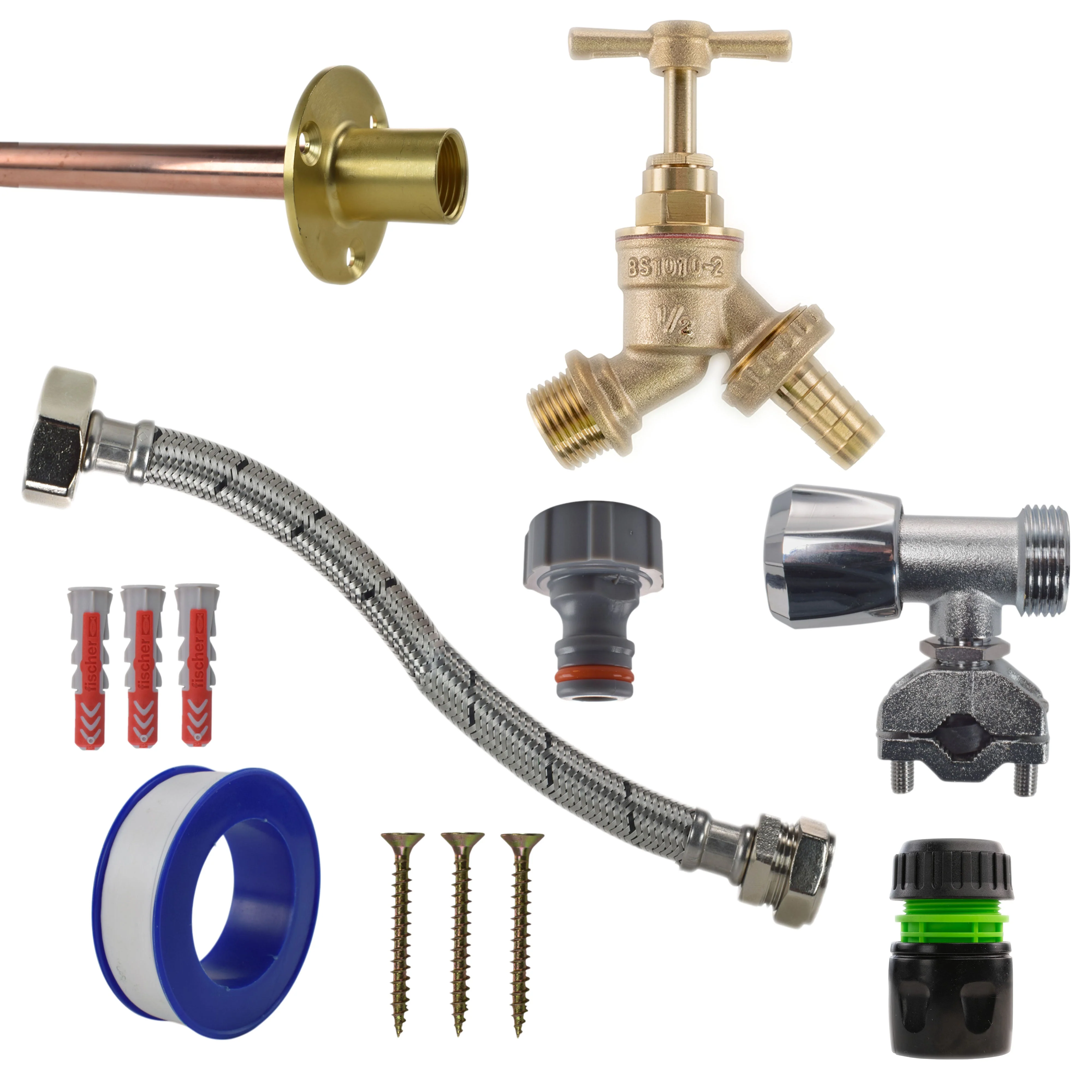 Brass Barbed Bib Tap FULL Connection Kit - Image 24