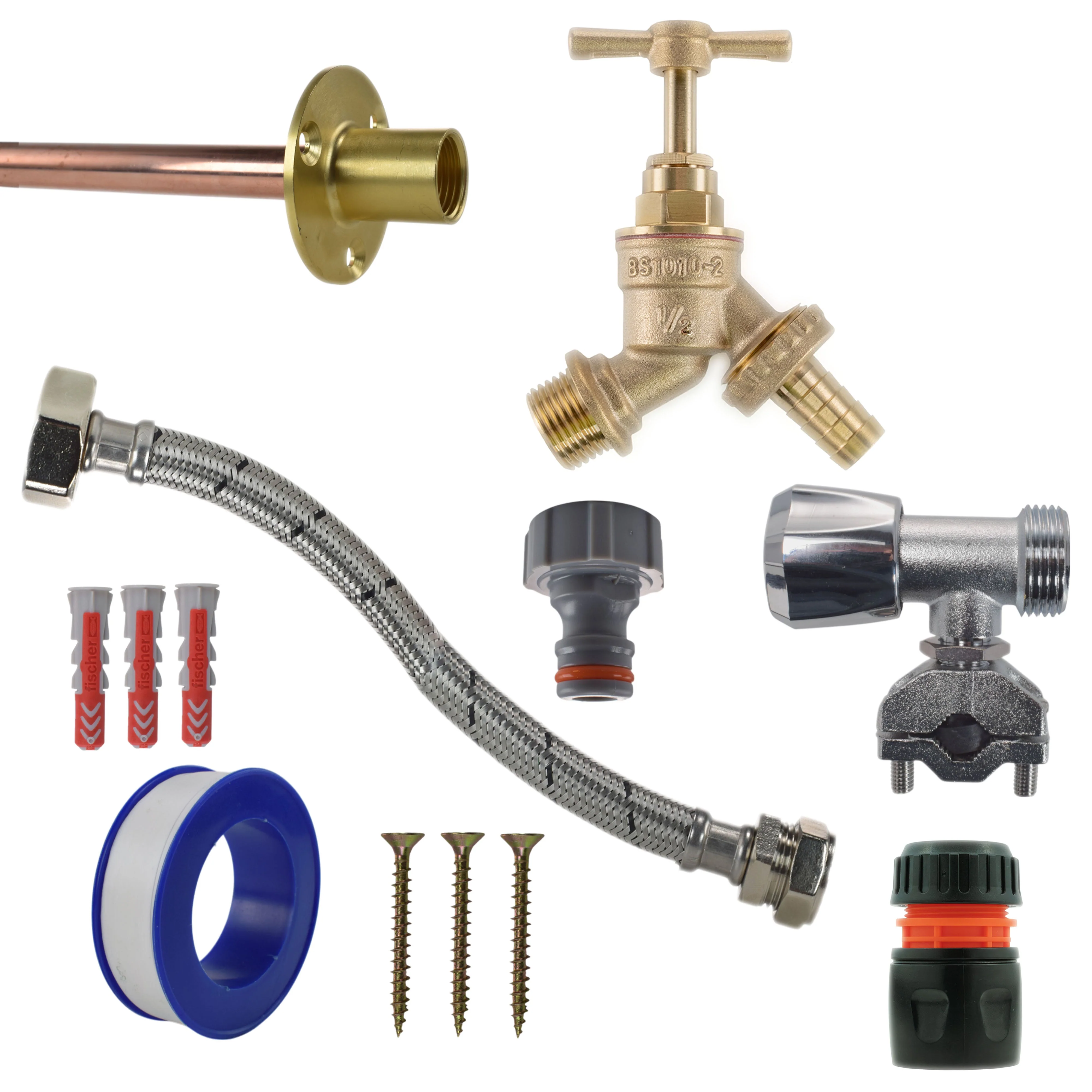 Brass Barbed Bib Tap FULL Connection Kit - Image 25