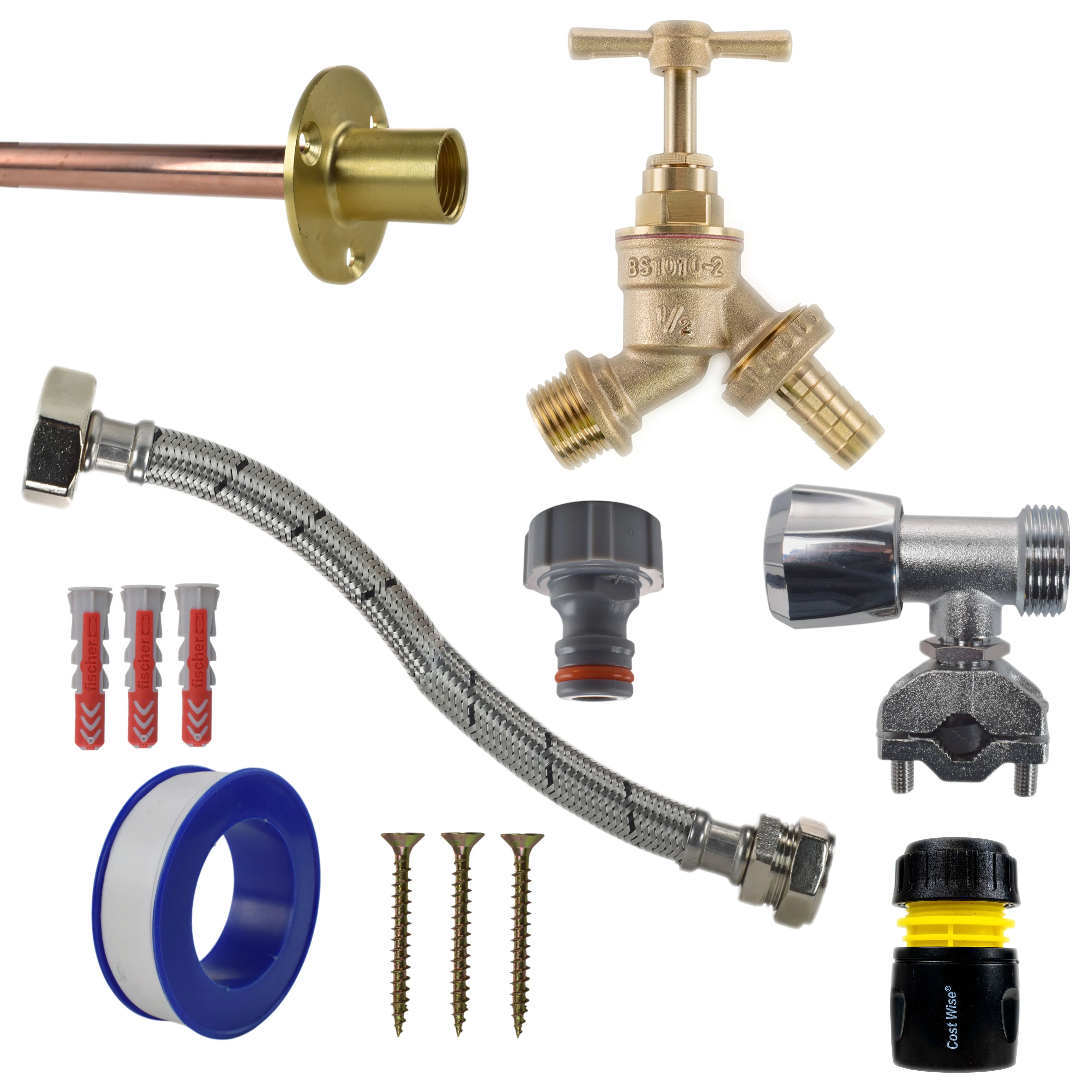 Brass Barbed Bib Tap FULL Connection Kit - Image 26