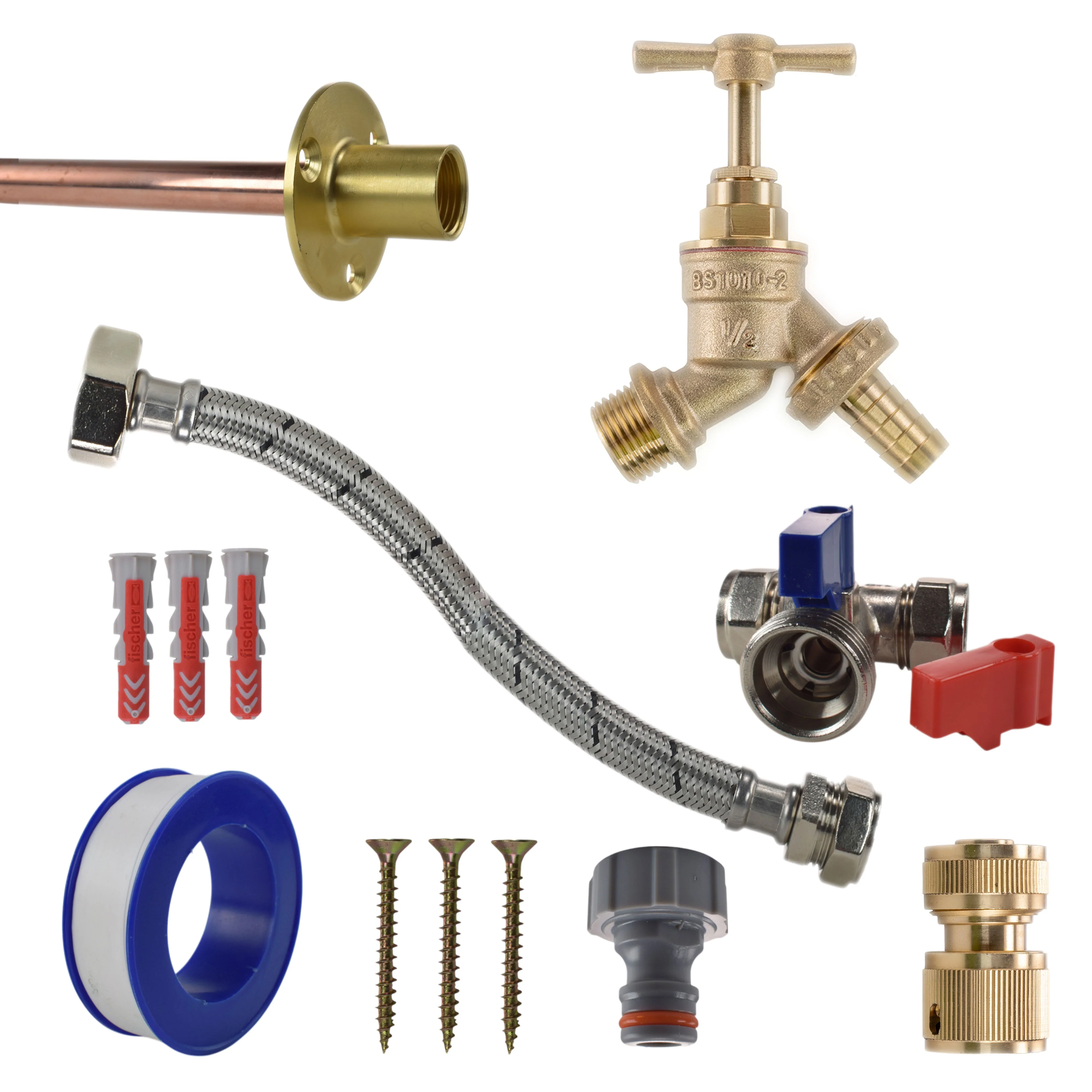 Brass Barbed Bib Tap STANDARD Connection Kit - Image 8