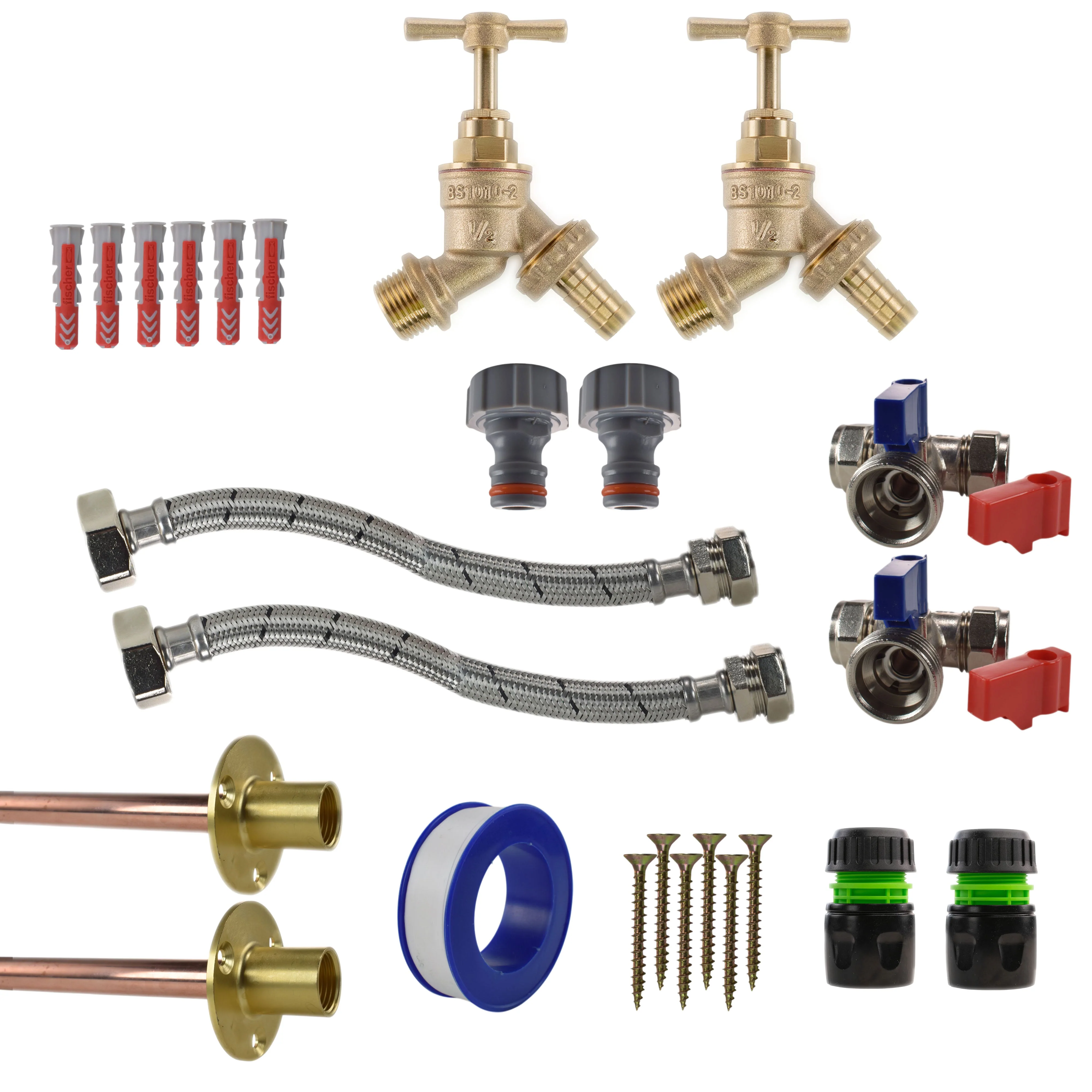 Brass Barbed Bib Tap STANDARD Connection Kit x2 - Image 10