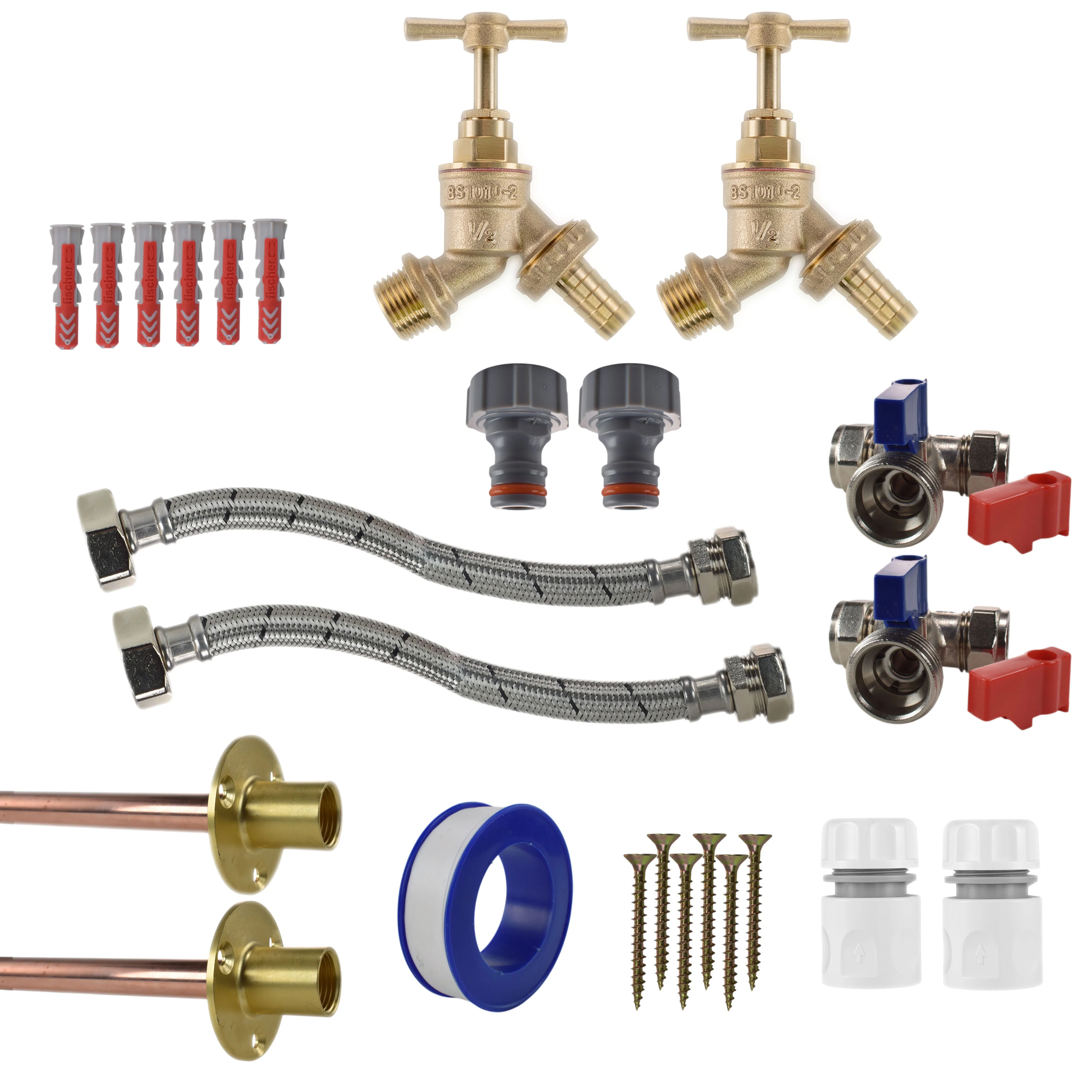 Brass Barbed Bib Tap STANDARD Connection Kit x2 - Image 4