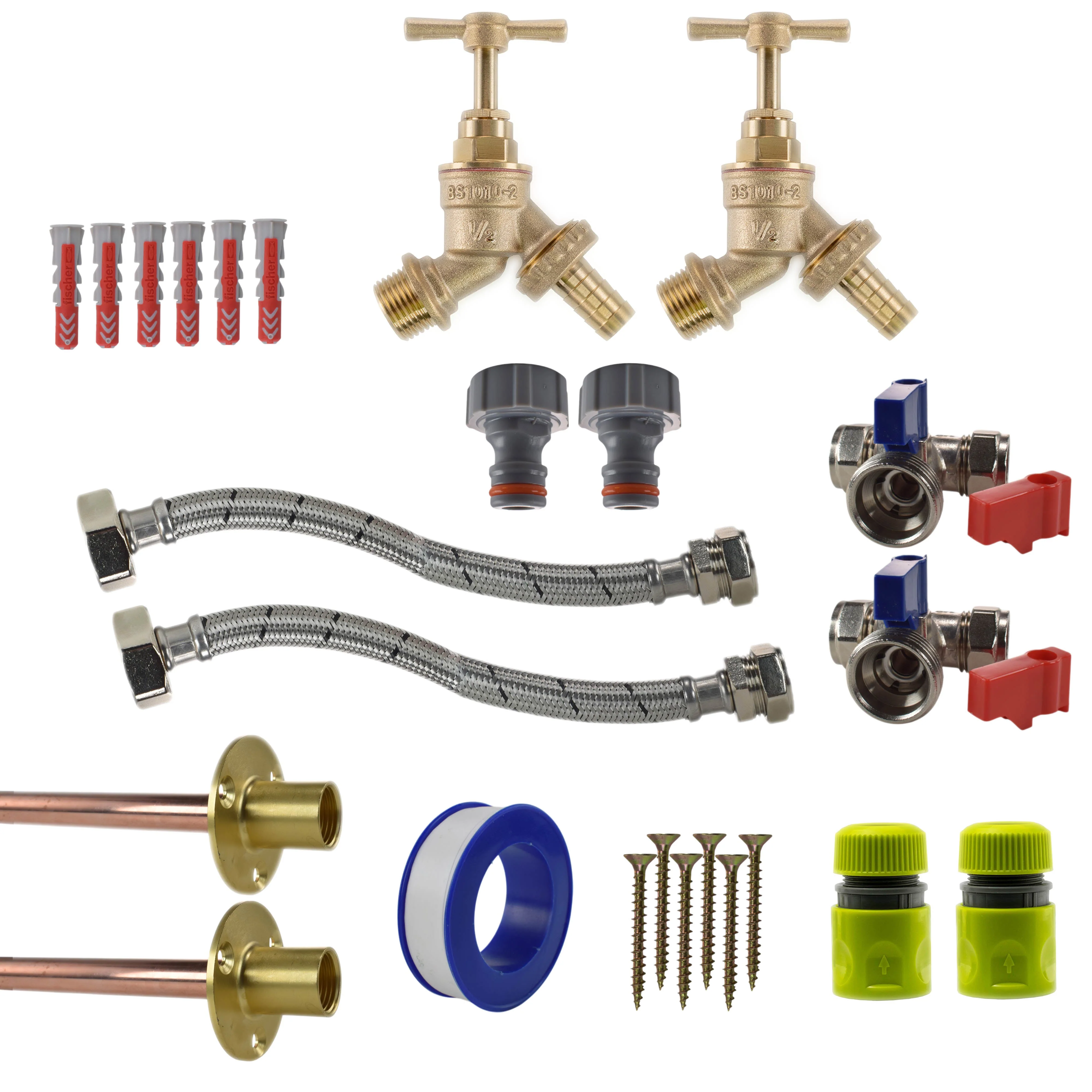 Brass Barbed Bib Tap STANDARD Connection Kit x2 - Image 5
