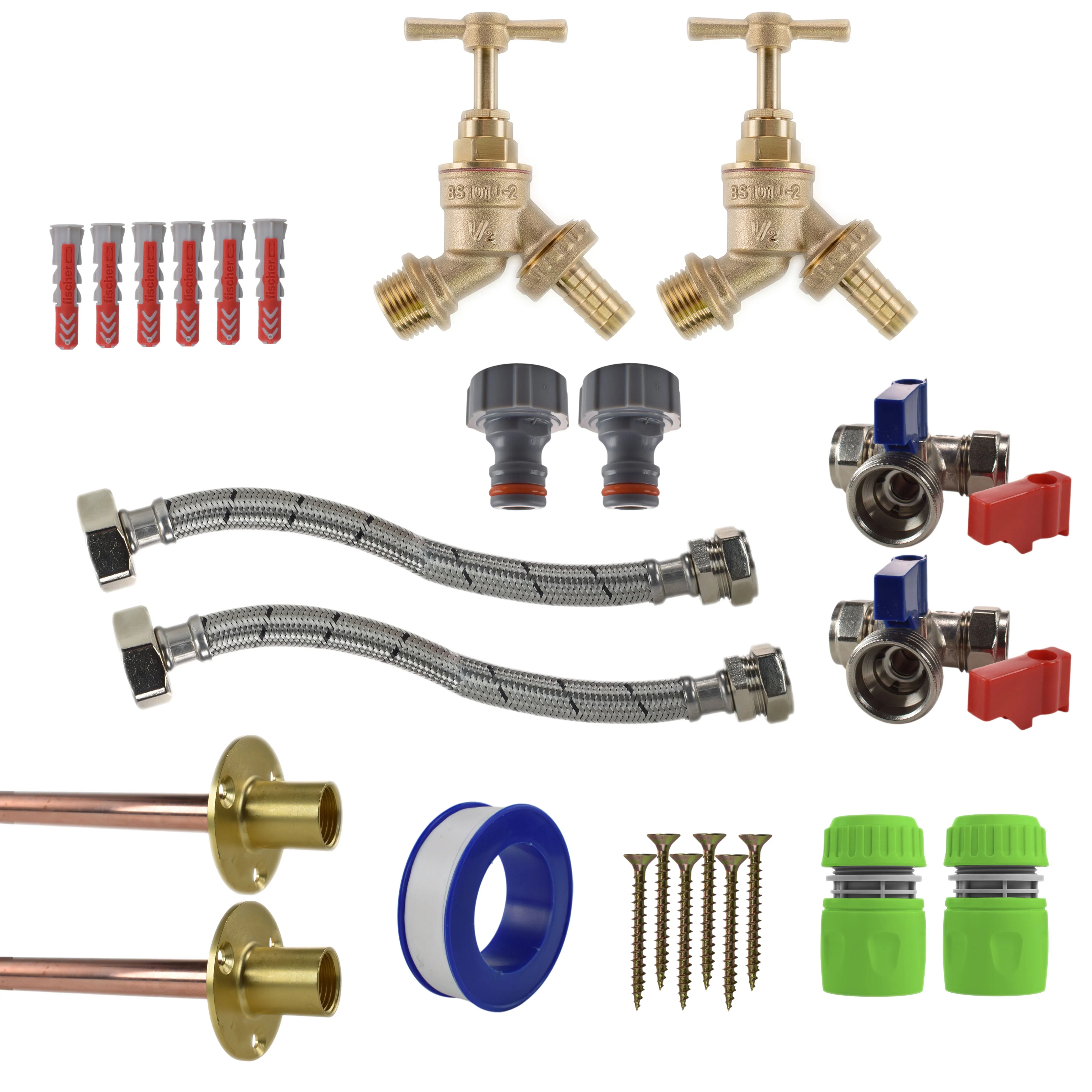 Brass Barbed Bib Tap STANDARD Connection Kit x2 - Image 6
