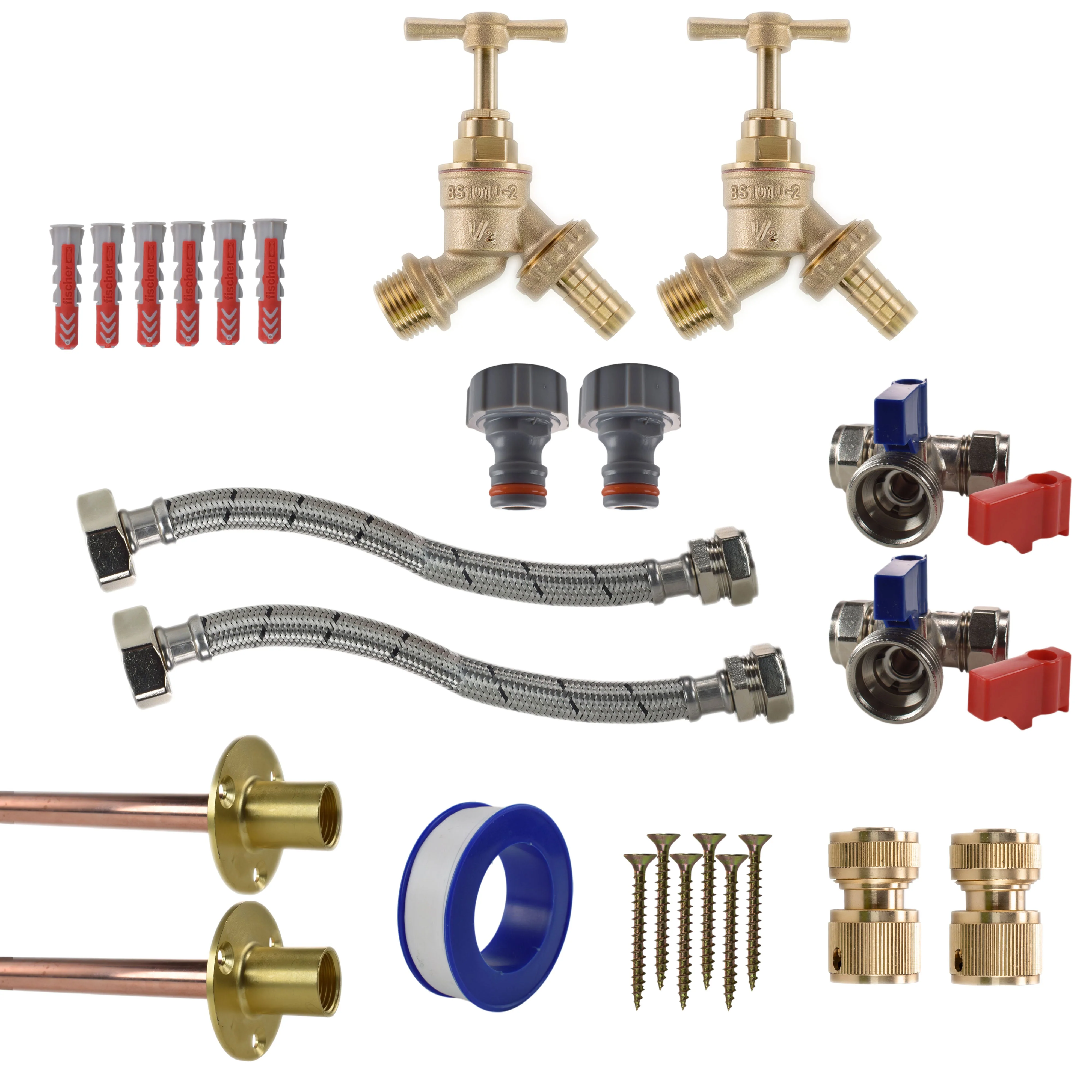 Brass Barbed Bib Tap STANDARD Connection Kit x2 - Image 8