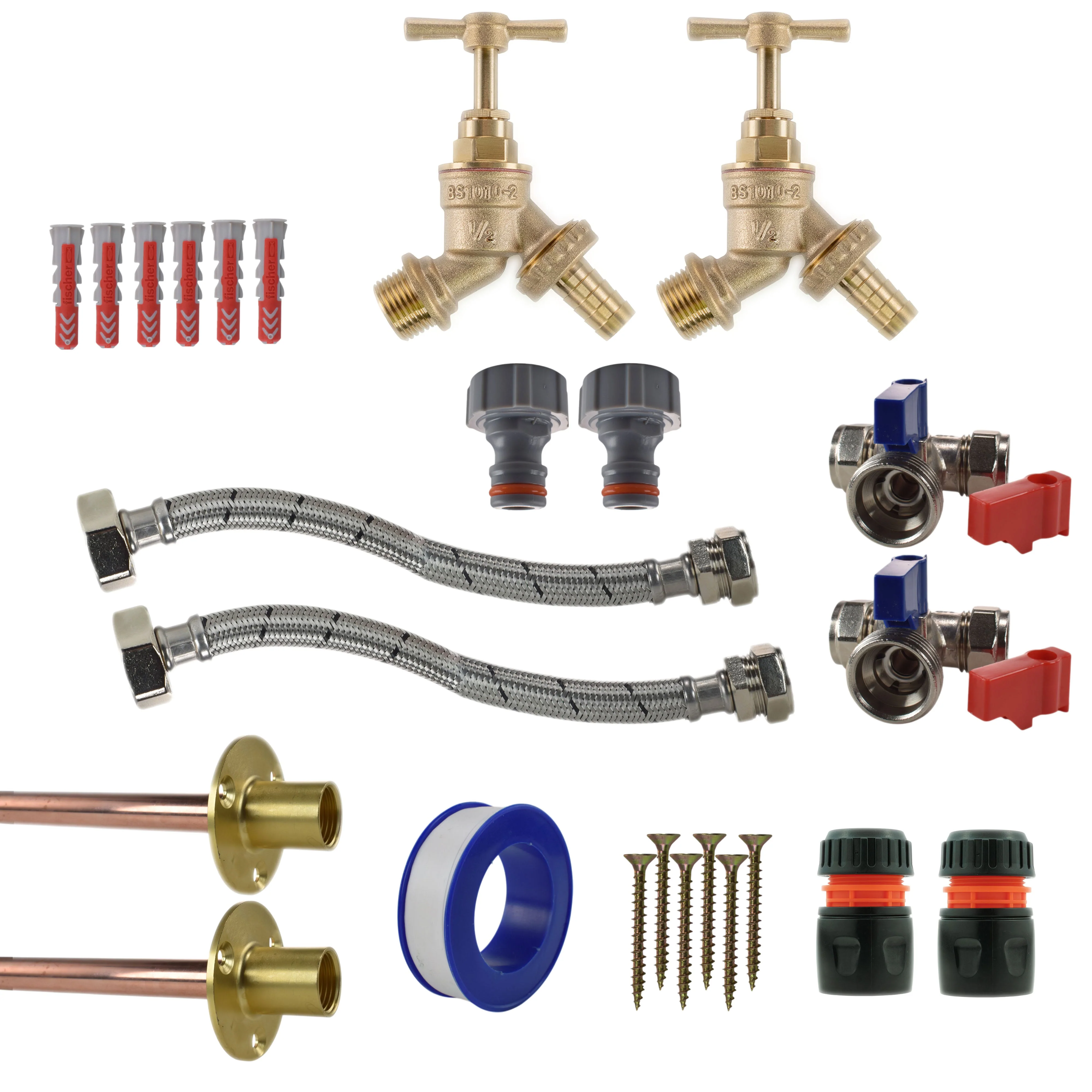 Brass Barbed Bib Tap STANDARD Connection Kit x2 - Image 9