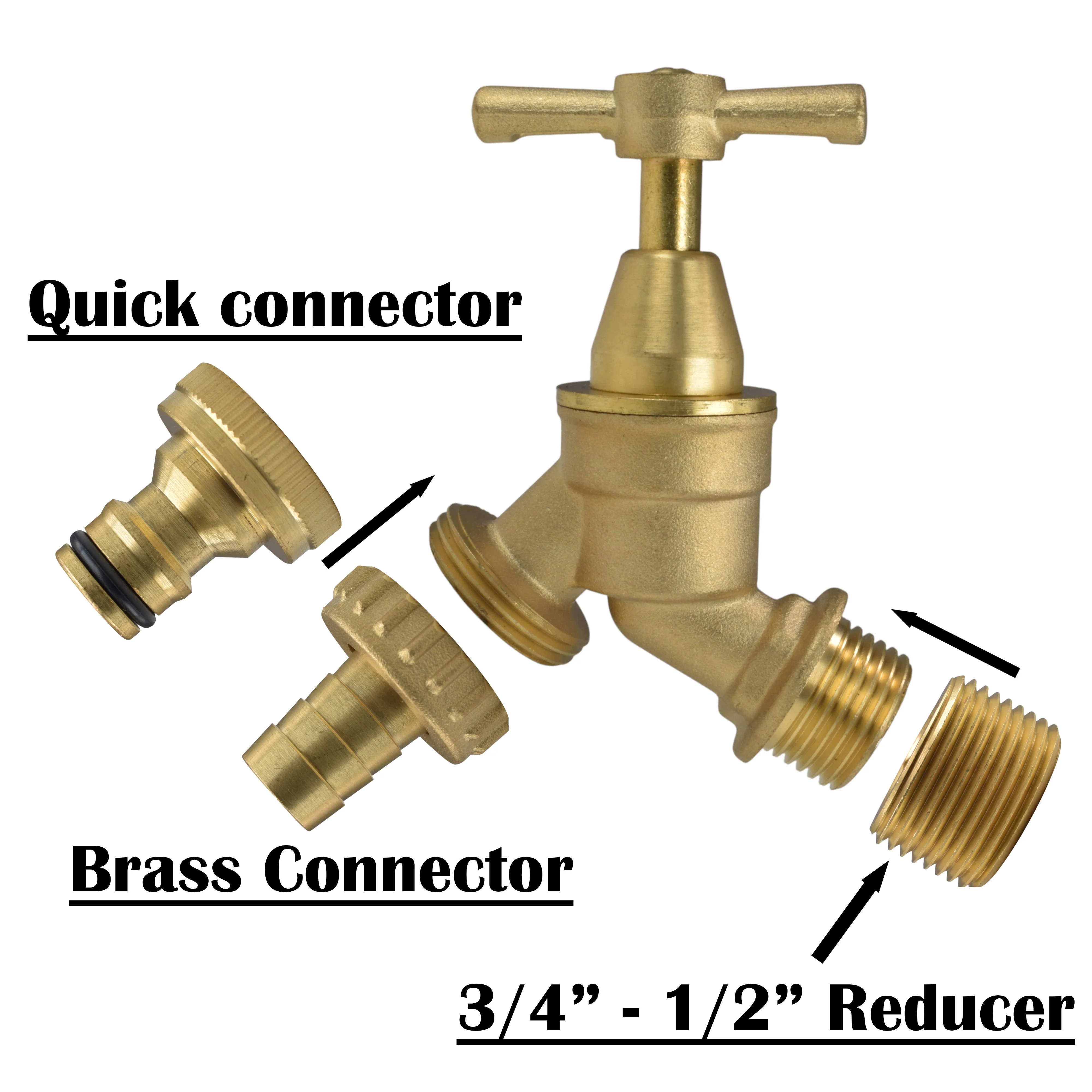 Brass Bib Tap Kit with Barb/Quick Connect Outlet, 1/2" and 3/4" BSP Thread Inlet - Image 28
