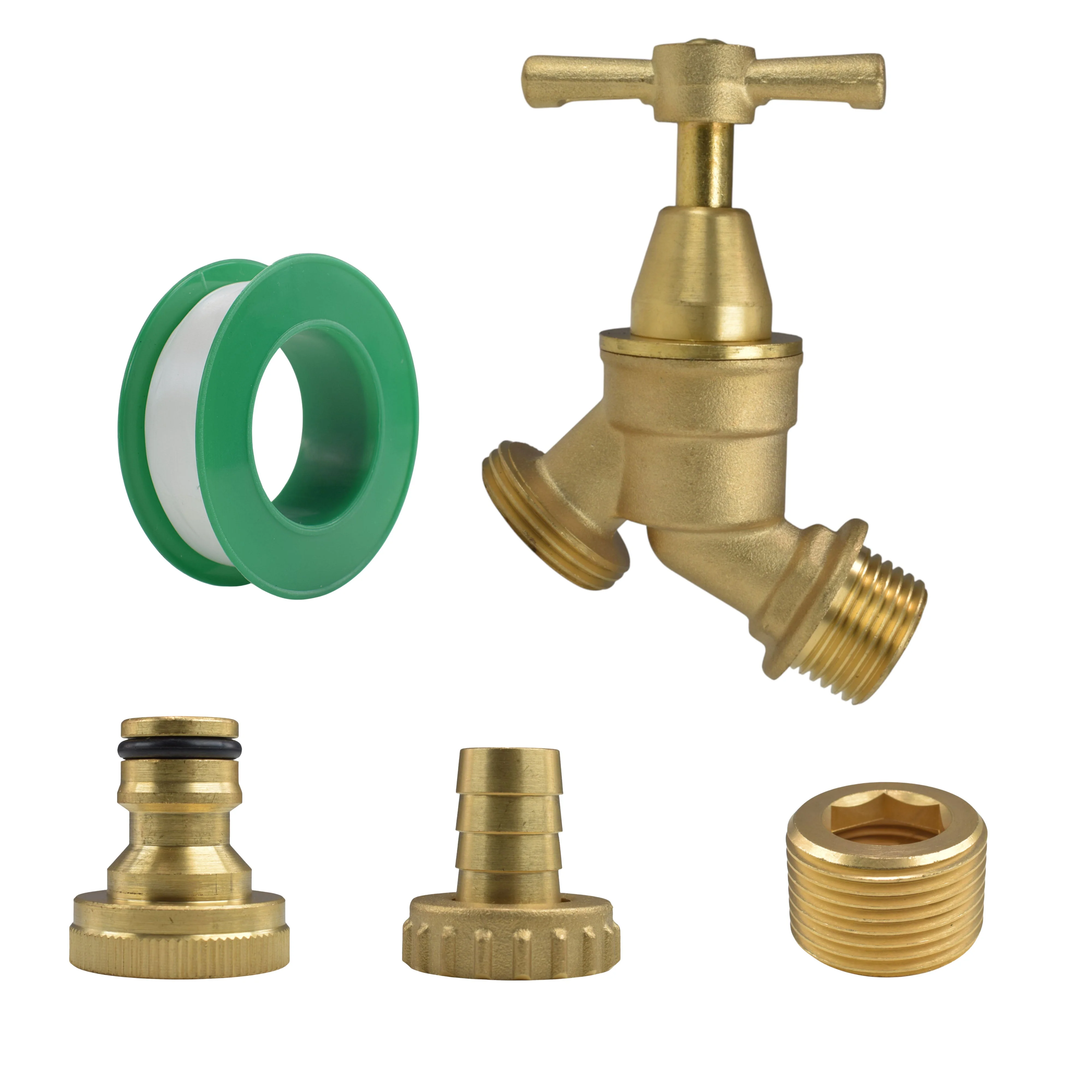Brass Bib Tap Kit with Barb/Quick Connect Outlet, 1/2" and 3/4" BSP Thread Inlet - Image 3
