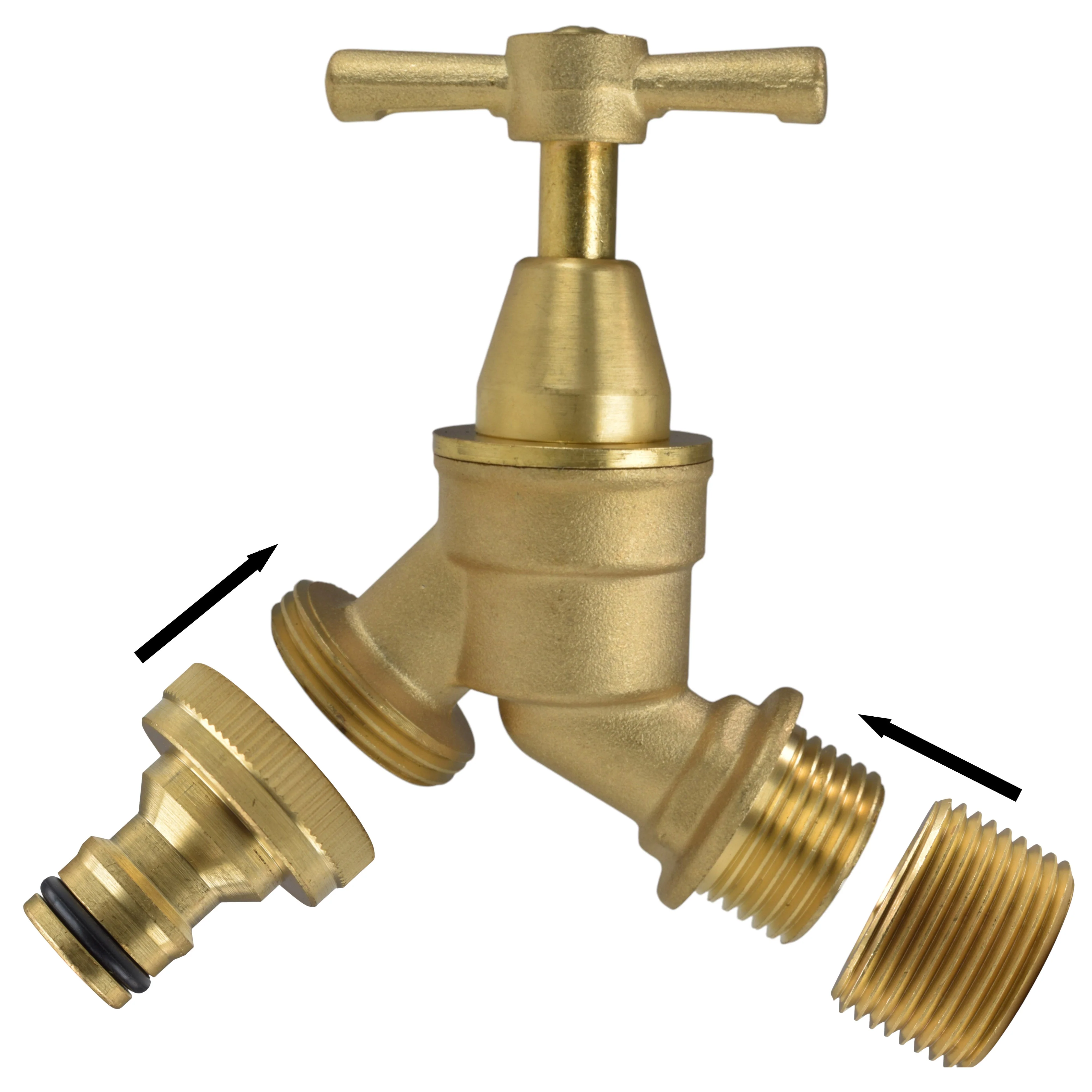 Brass Bib Tap Kit with Barb/Quick Connect Outlet, 1/2" and 3/4" BSP Thread Inlet - Image 4