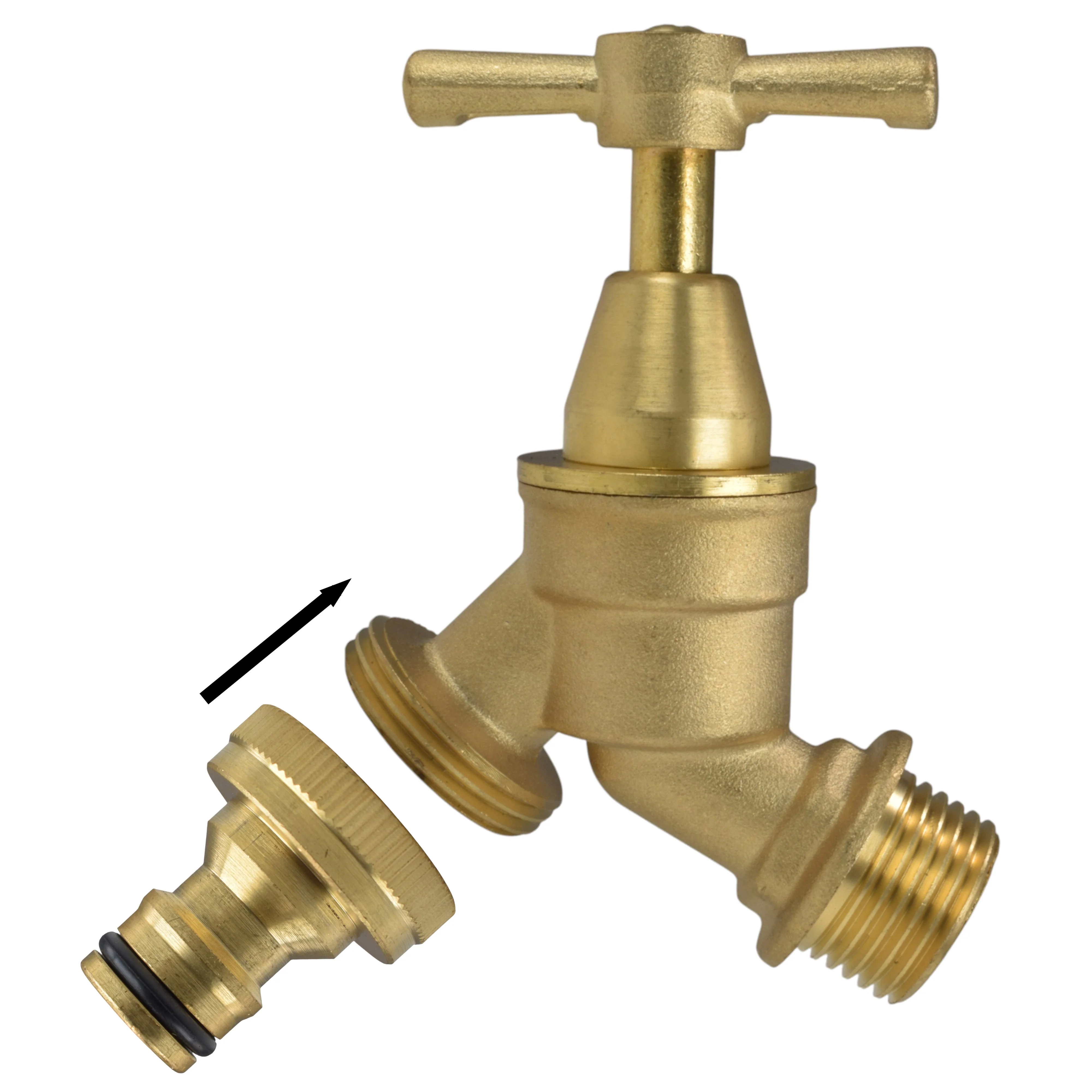 Brass Bib Tap Kit with Barb/Quick Connect Outlet, 1/2" and 3/4" BSP Thread Inlet - Image 5