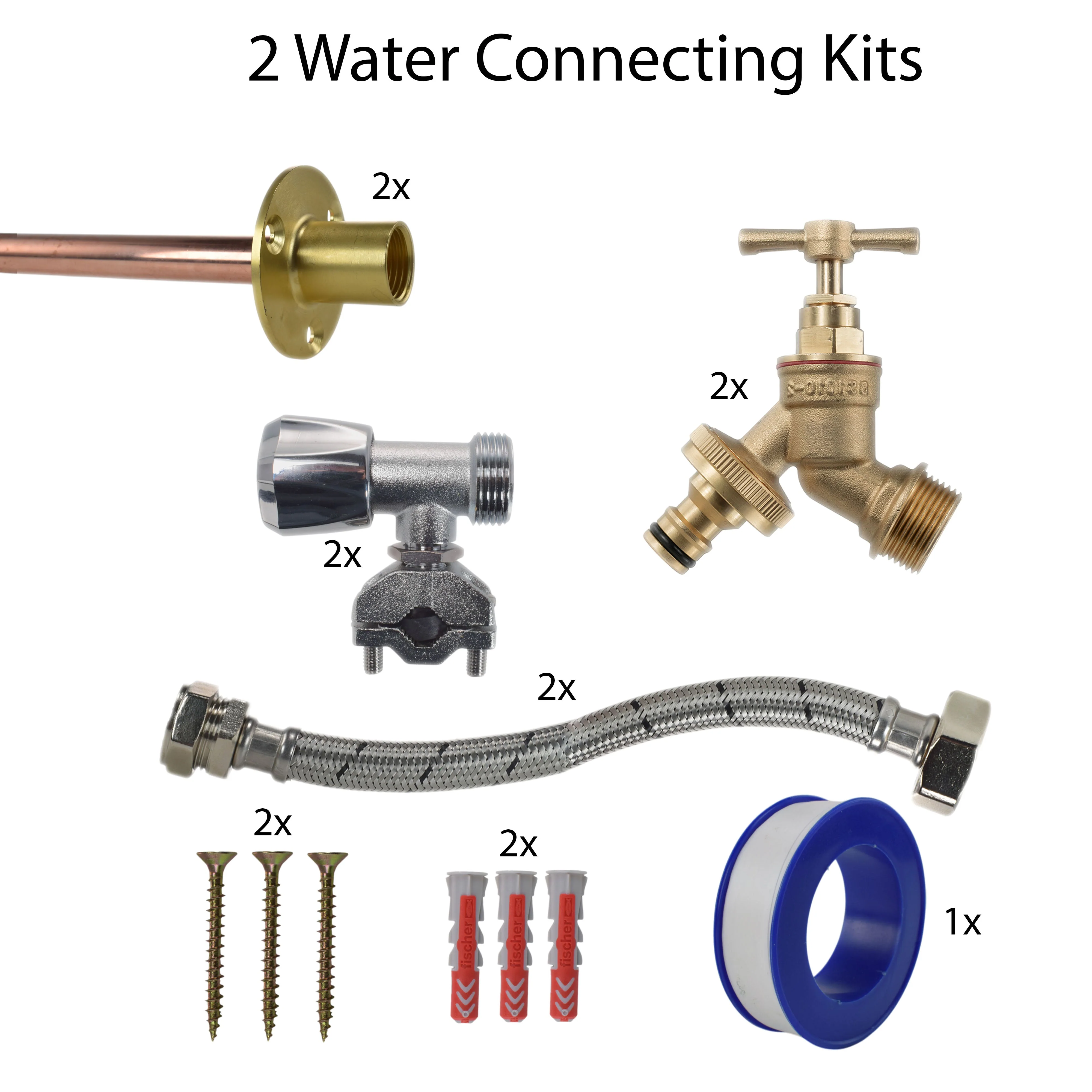 Brass Quick Connect Bib Tap FULL Connection Kit x2 - Image 3