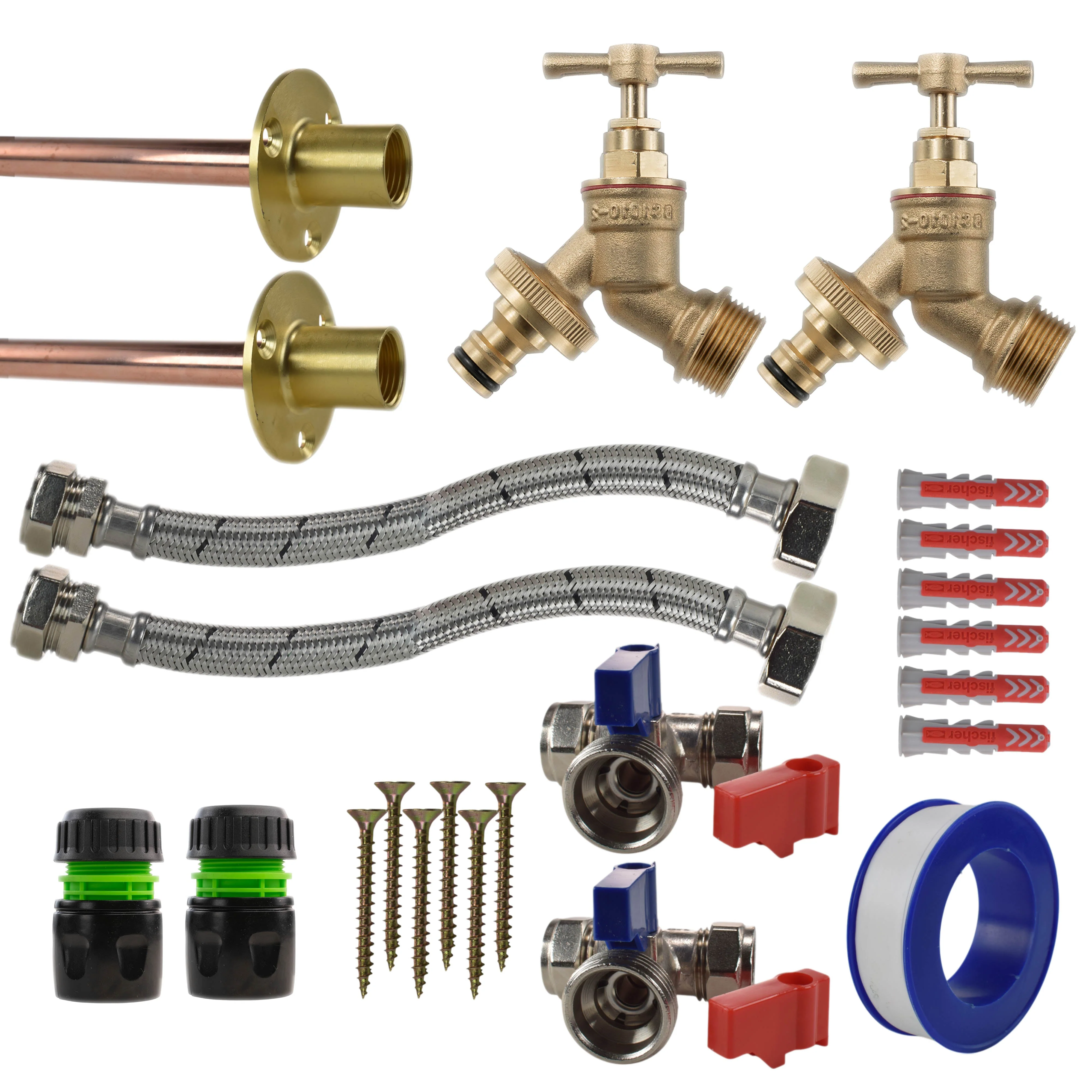 Brass Quick Connect Bib Tap STANDARD Connection Kit x2 - Image 21