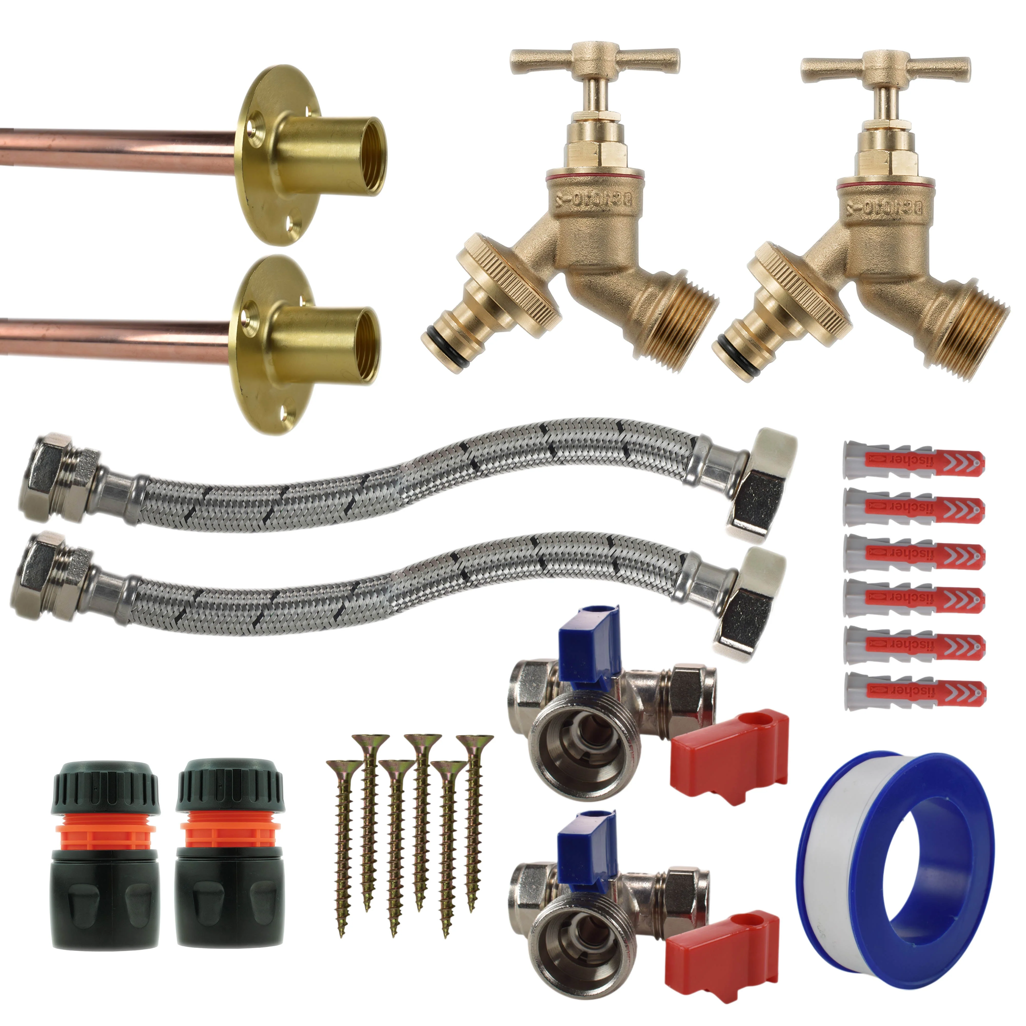Brass Quick Connect Bib Tap STANDARD Connection Kit x2 - Image 22