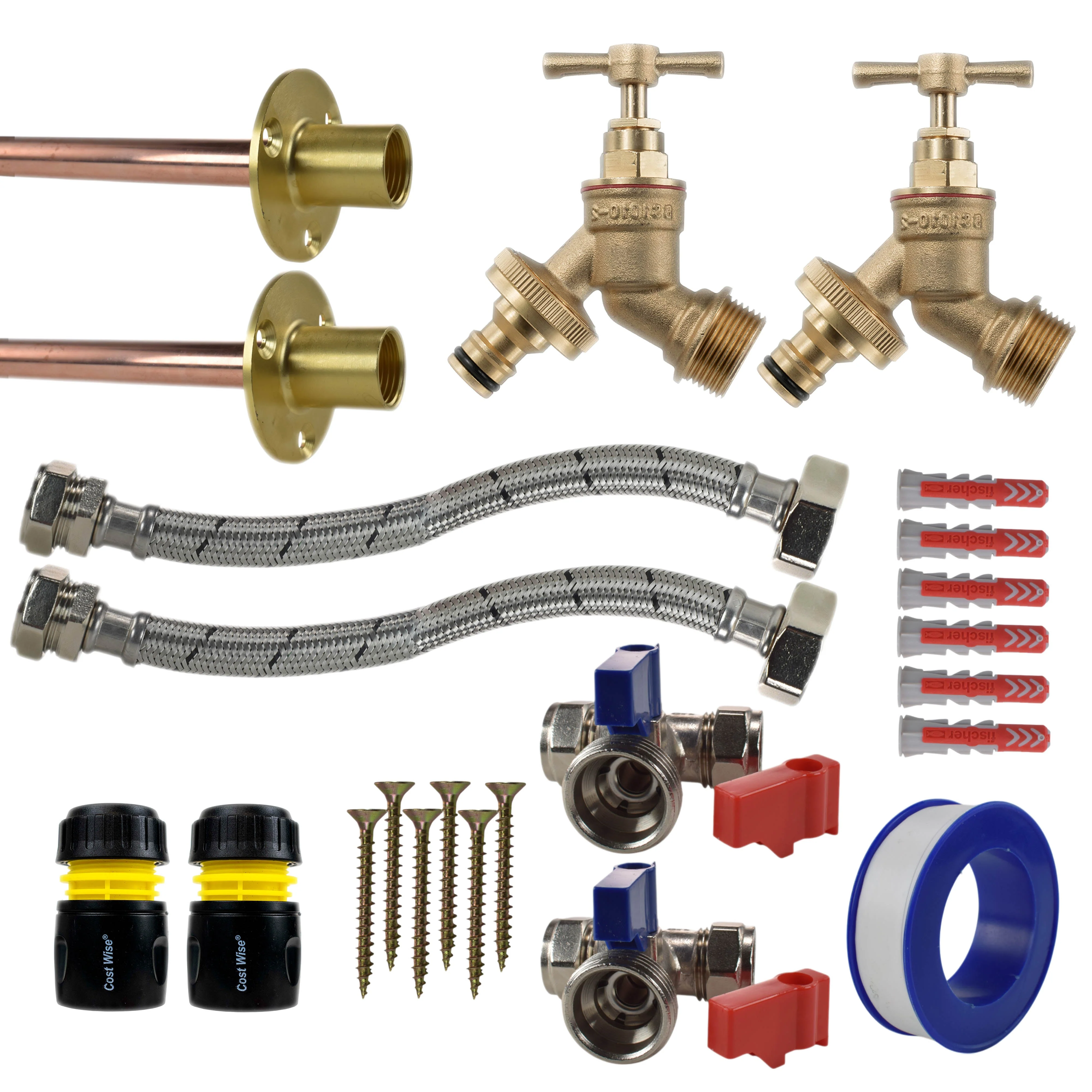Brass Quick Connect Bib Tap STANDARD Connection Kit x2 - Image 23
