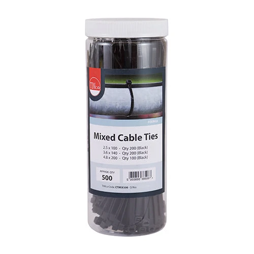 Cable Ties Mixed - Black (500 Pack)